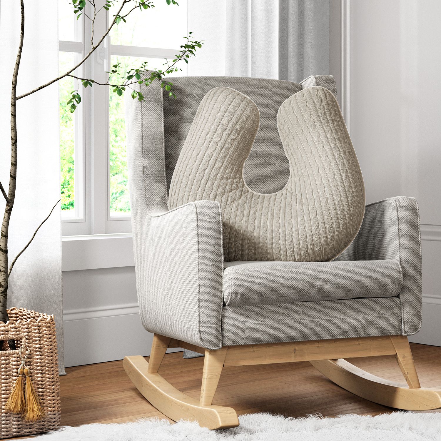 Almofada Amamentação Tricot Trança Branco