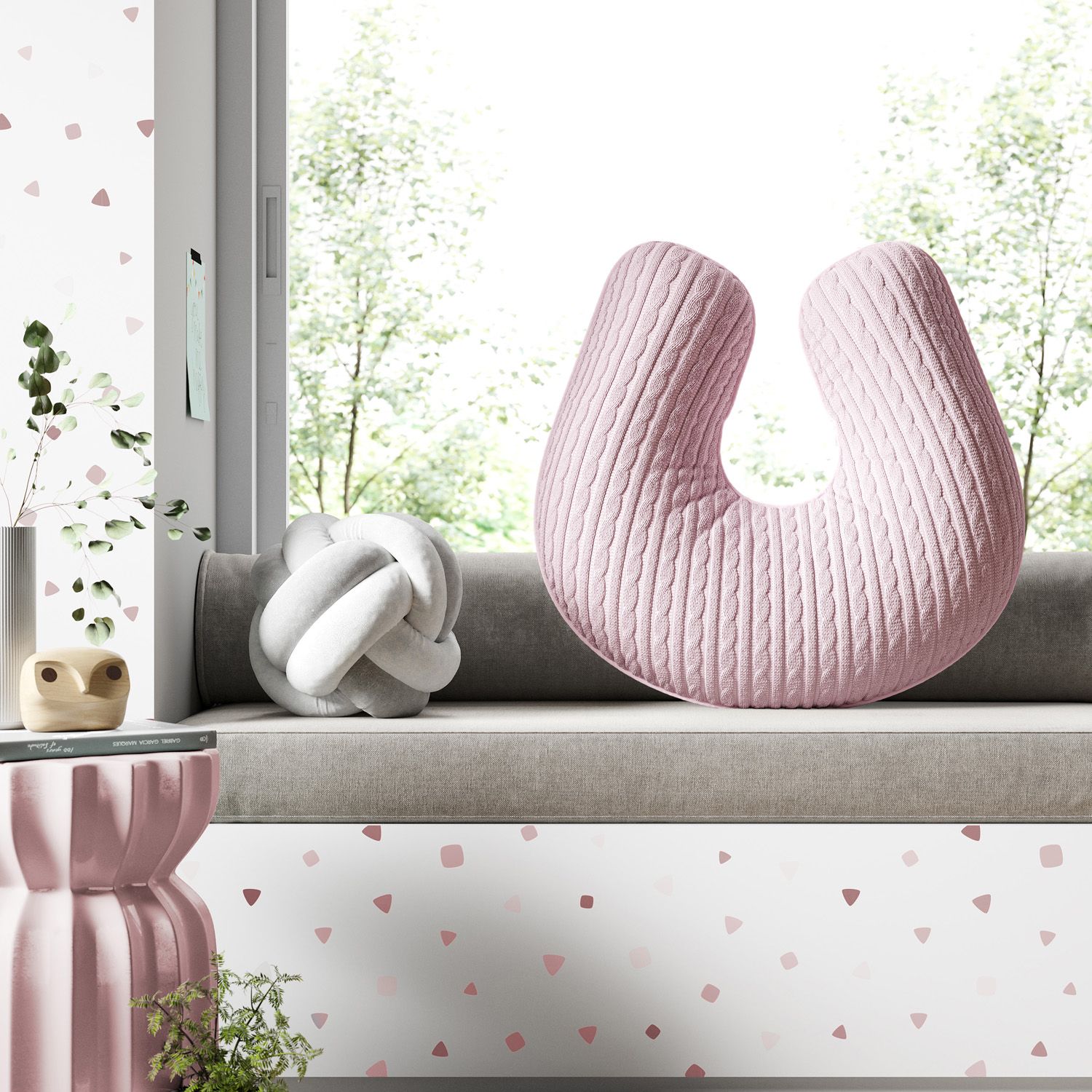 Almofada Amamentação Tricot Trança Branco