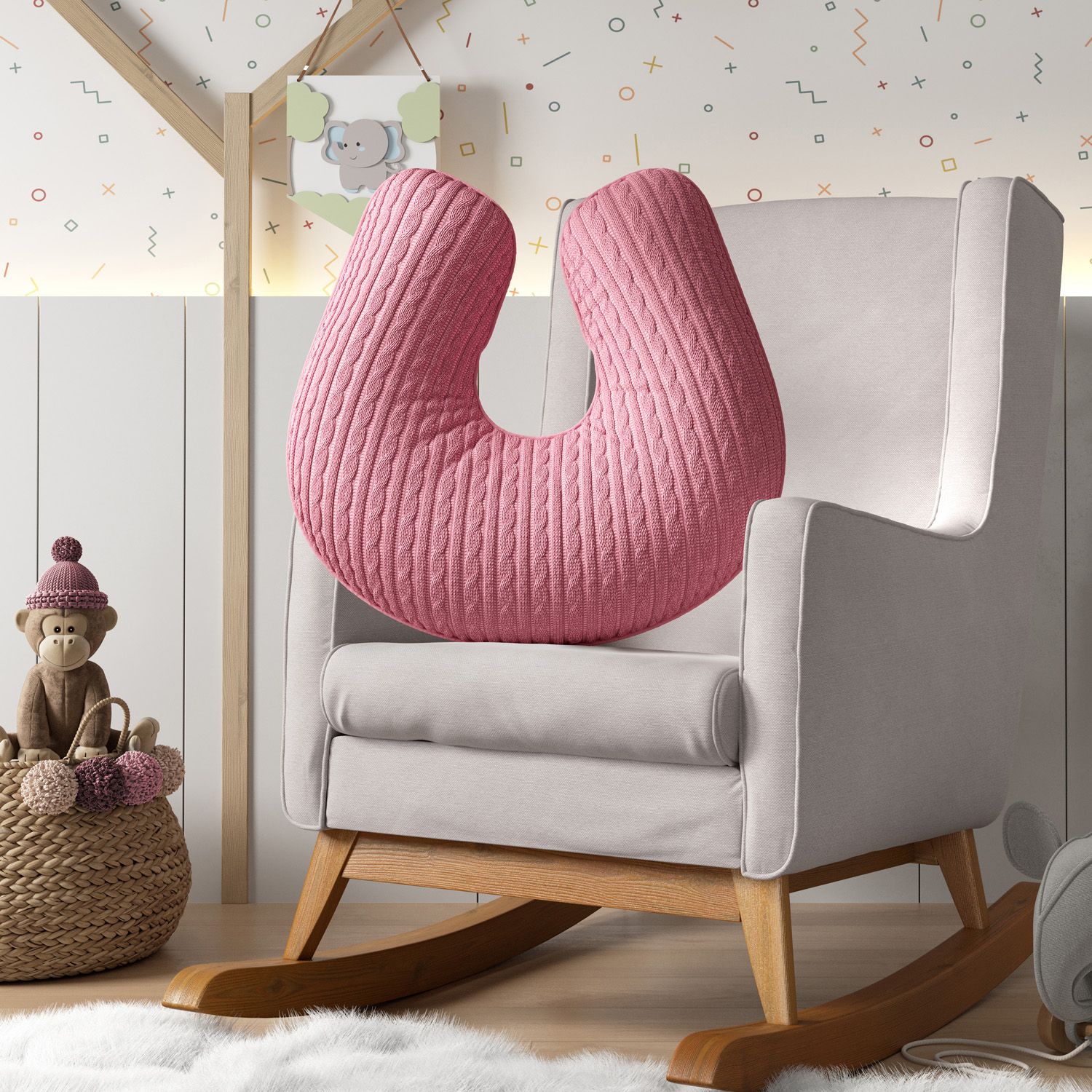 Almofada Amamentação Tricot Trança Branco