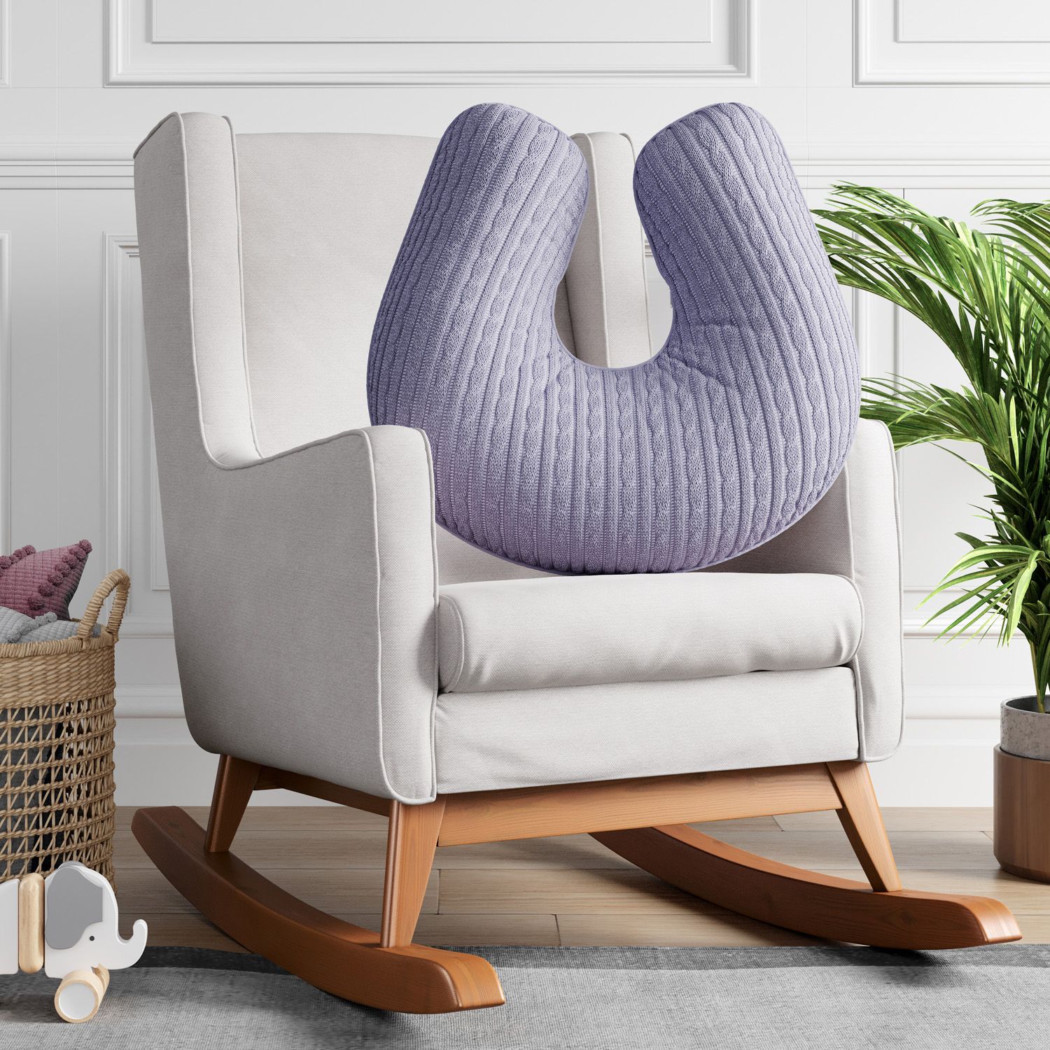 Almofada Amamentação Tricot Trança Branco