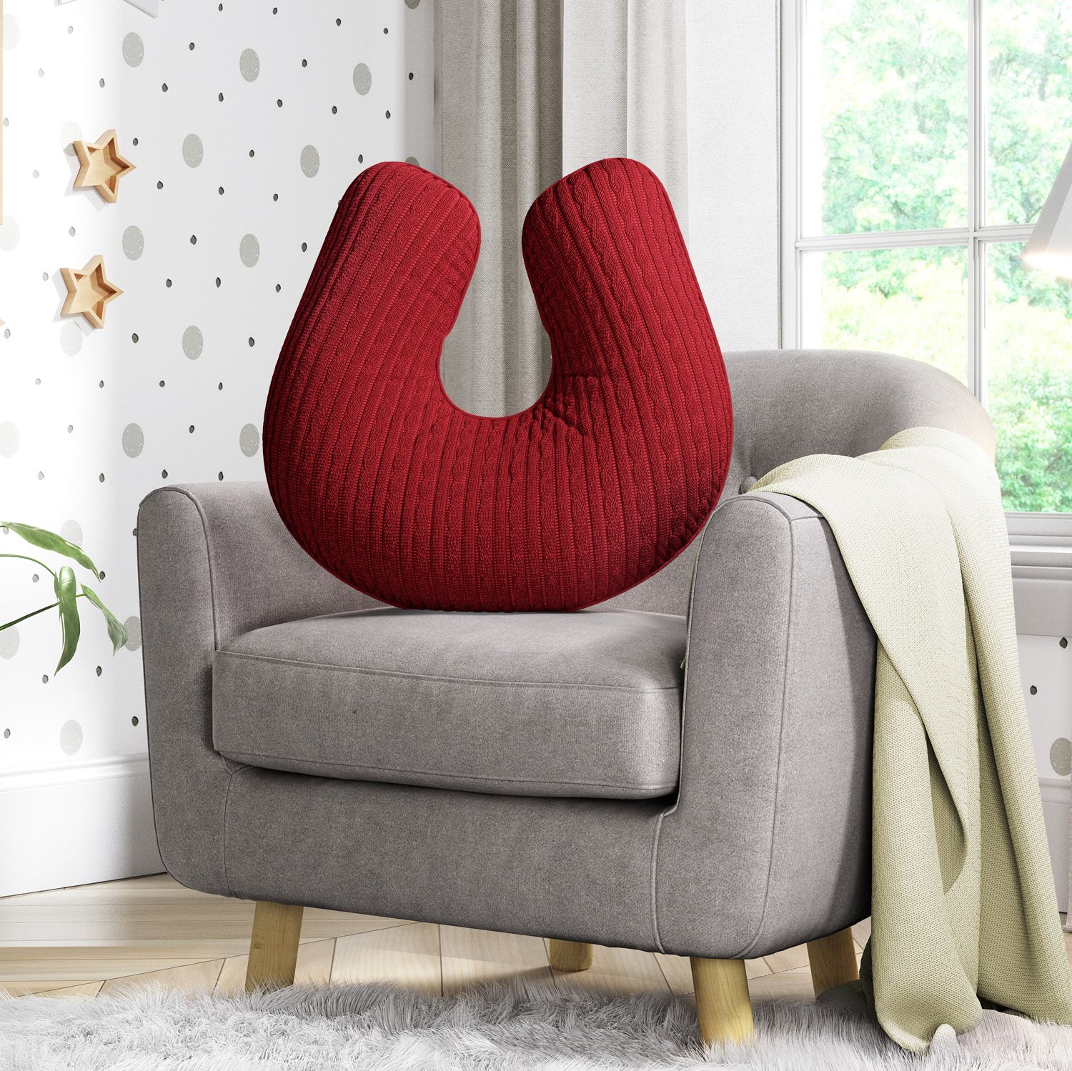 Almofada Amamentação Tricot Trança Branco