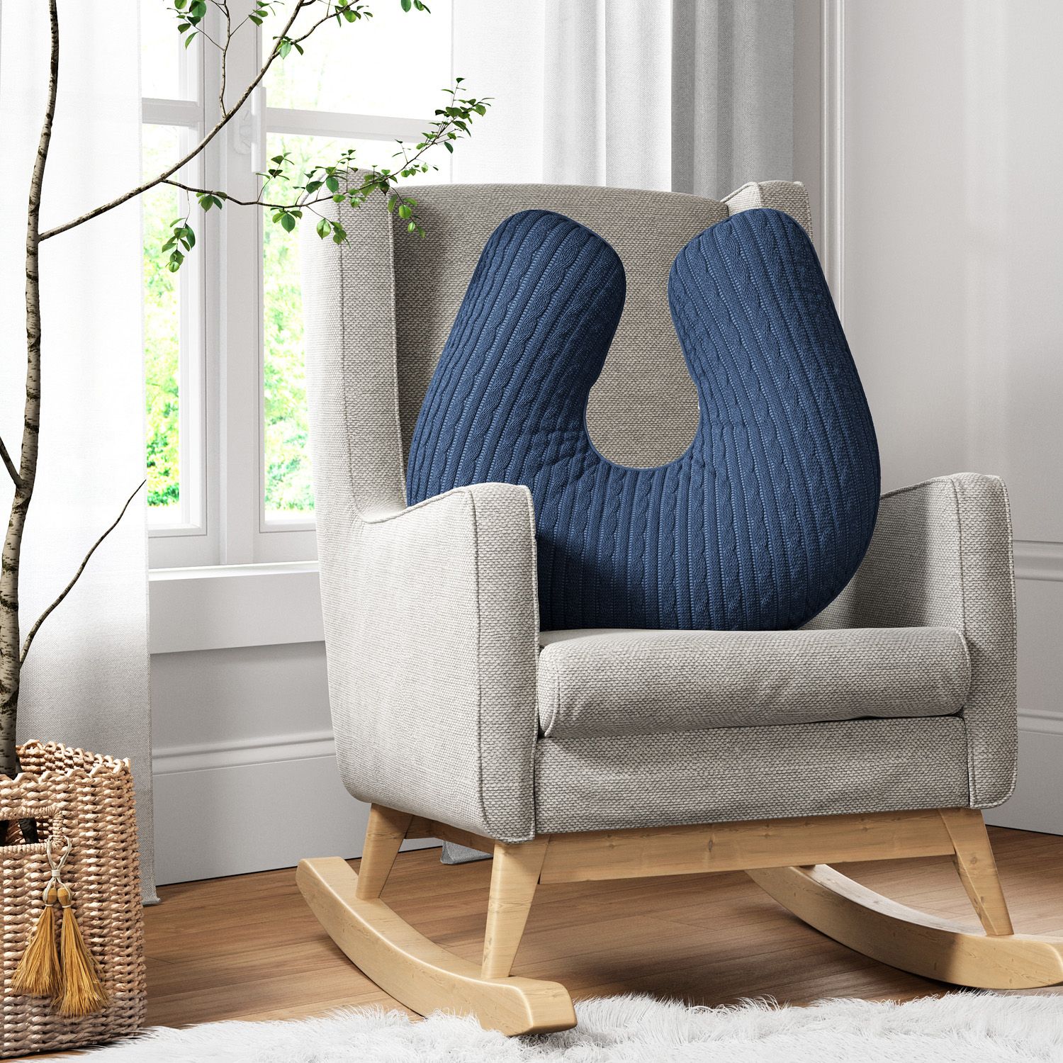 Almofada Amamentação Tricot Trança Branco