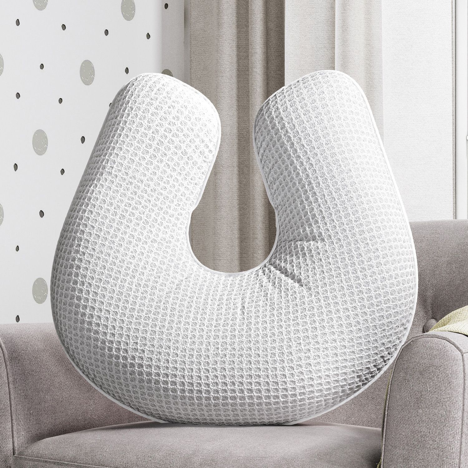 Almofada Amamentação Tricot Colmeia Branco