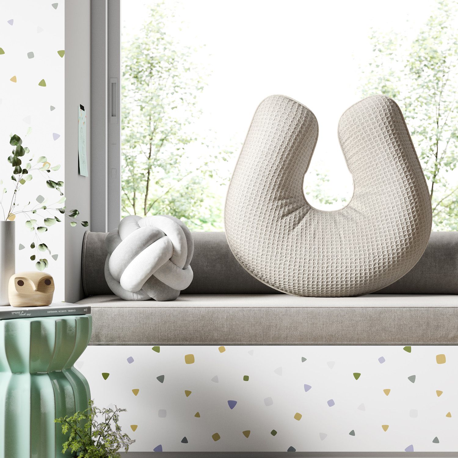 Almofada Amamentação Tricot Colmeia Branco