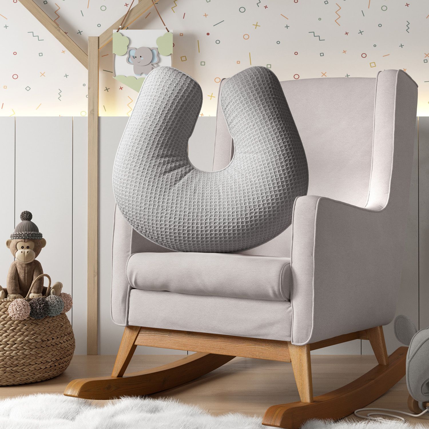 Almofada Amamentação Tricot Colmeia Branco