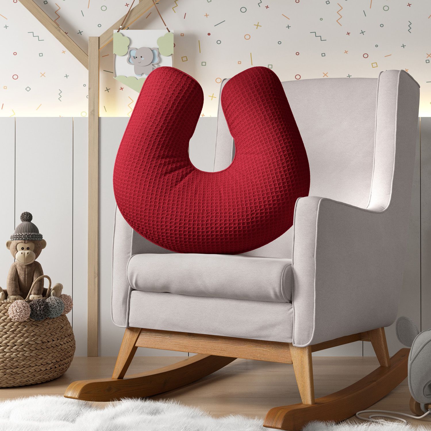 Almofada Amamentação Tricot Colmeia Branco