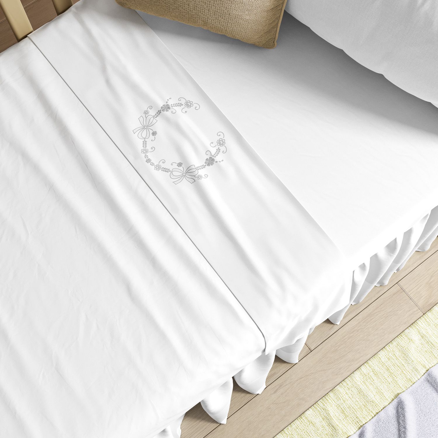 Kit Berço Arabesco Branco e Dourado