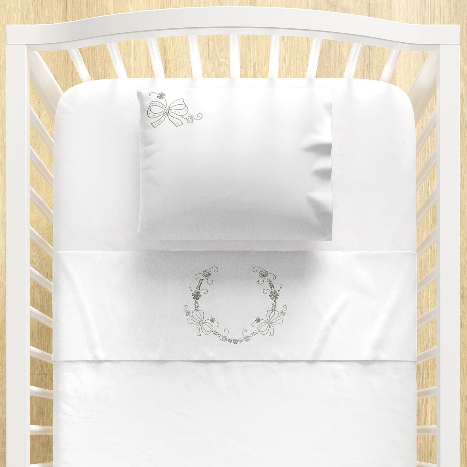 Jogo de Lençol Berço Arabesco Prata 3 peças