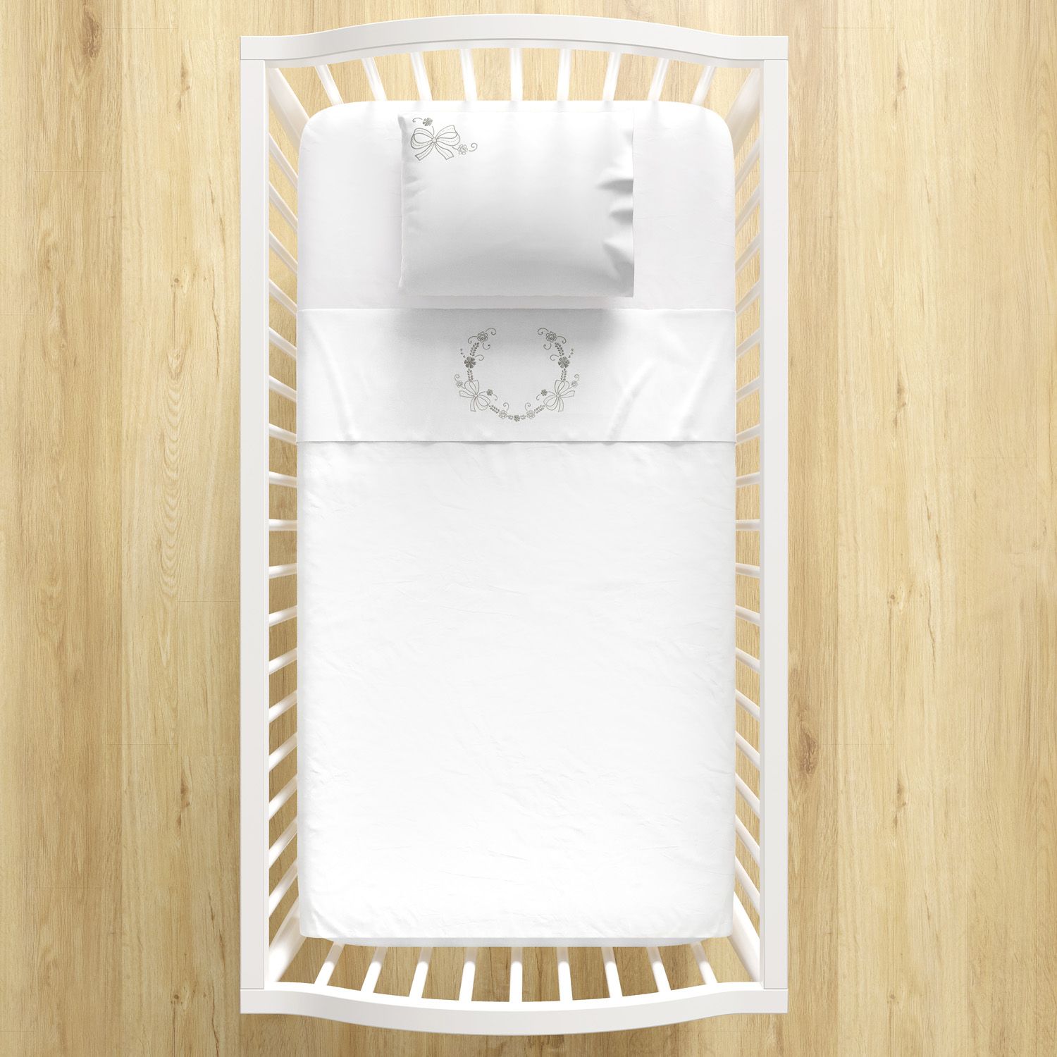 Jogo de Lençol Berço Arabesco Prata 3 peças