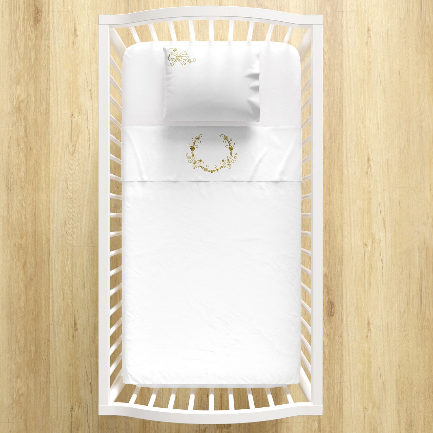 Jogo de Lençol Berço Arabesco Dourado 3 peças
