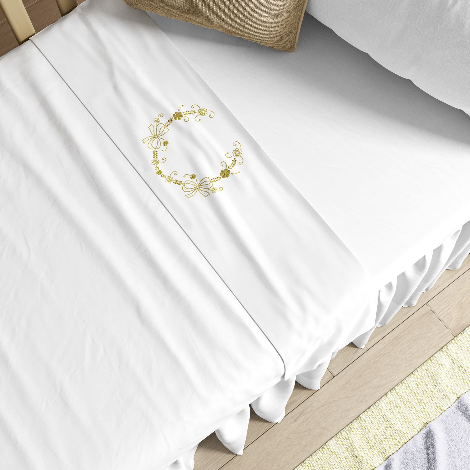 Kit Berço Arabesco Branco e Dourado