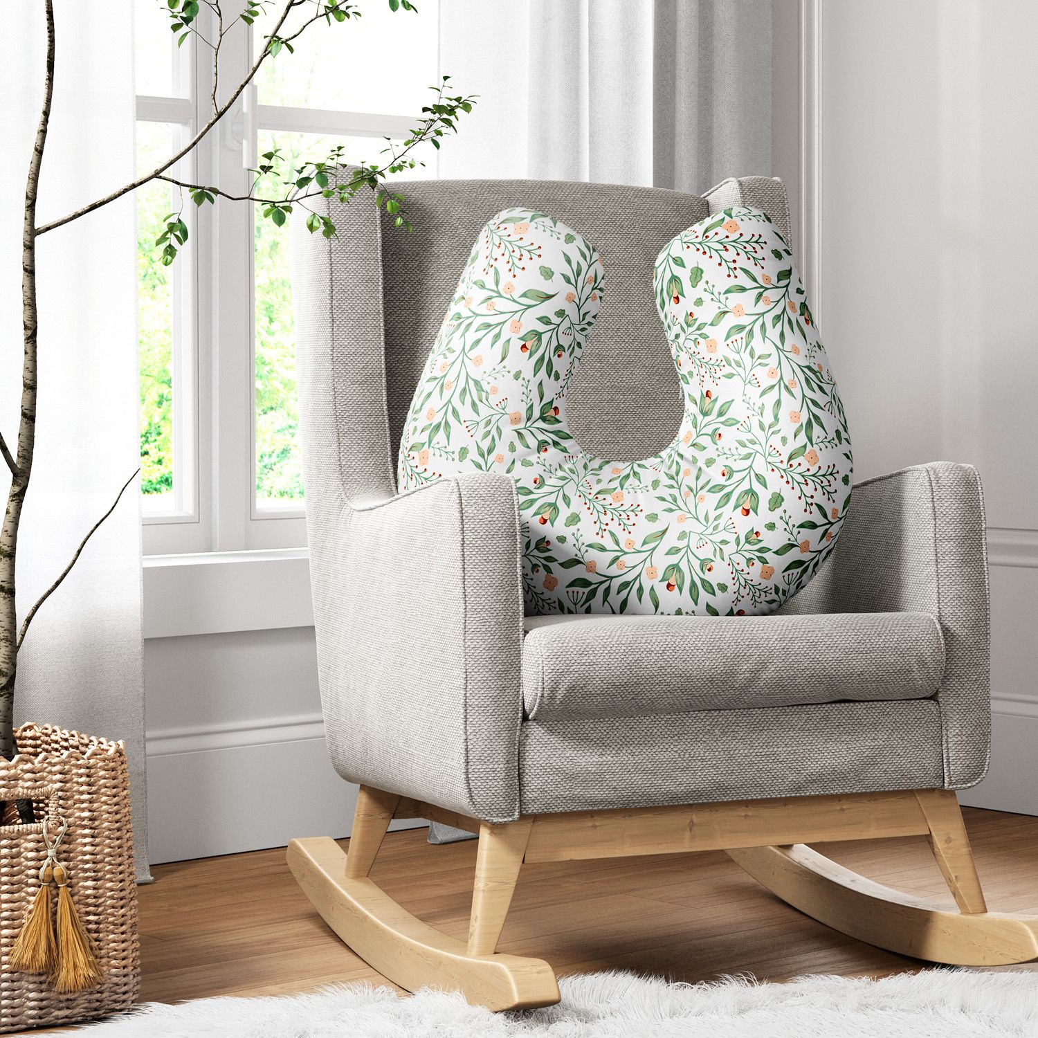 Almofada Amamentação Folhas do Bosque Verde