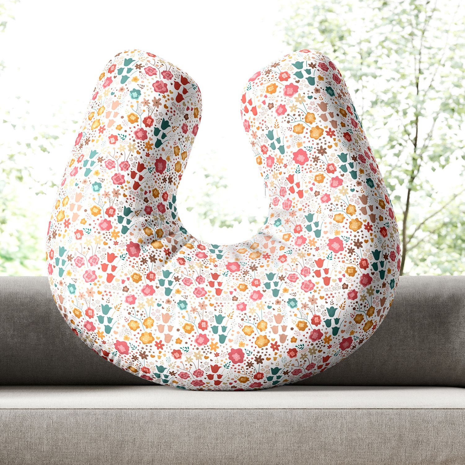 Almofada Amamentação Florido Bege