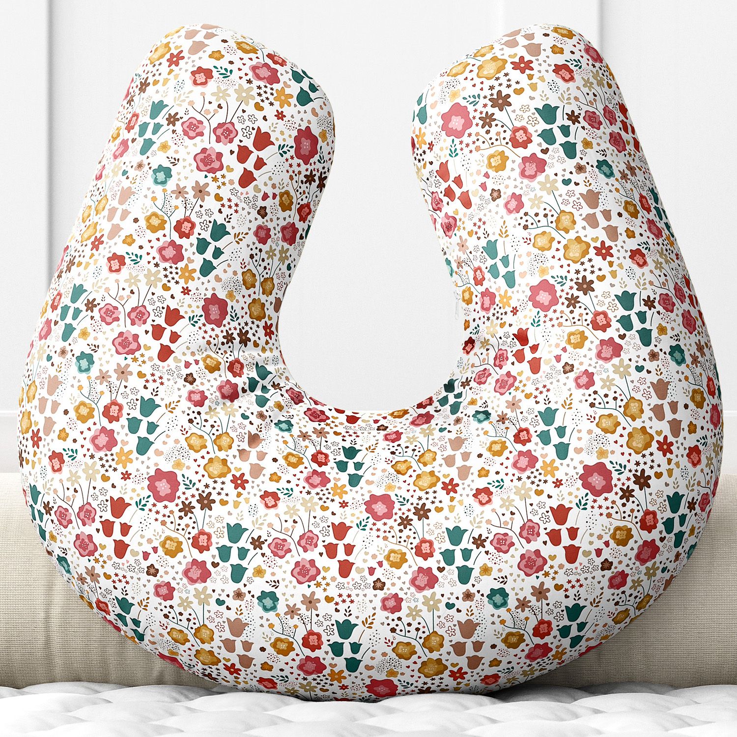 Almofada Amamentação Florido Bege