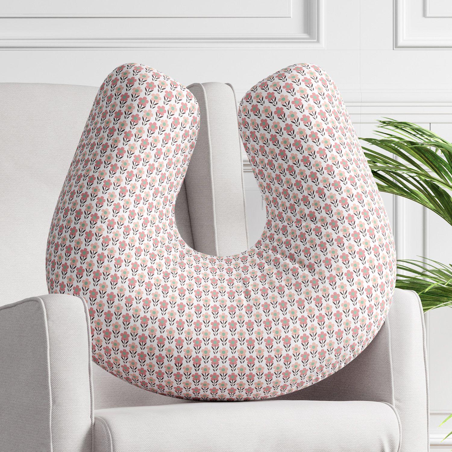 Almofada Amamentação Flores do Campo Rosa