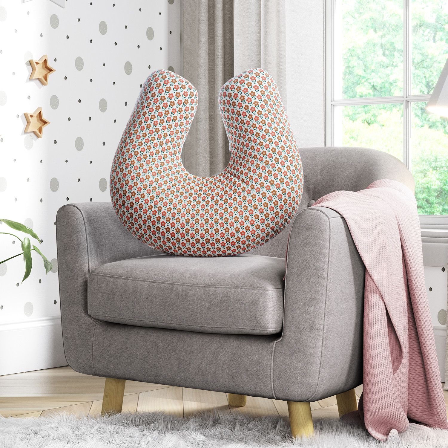 Almofada Amamentação Flores do Campo Rosa