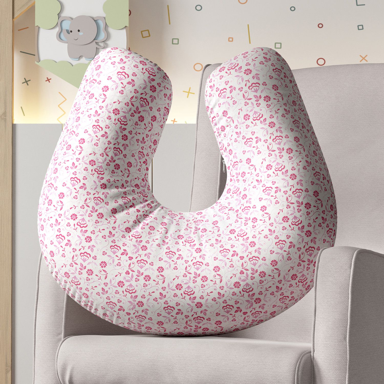 Almofada Amamentação Floral Liberty Rosa