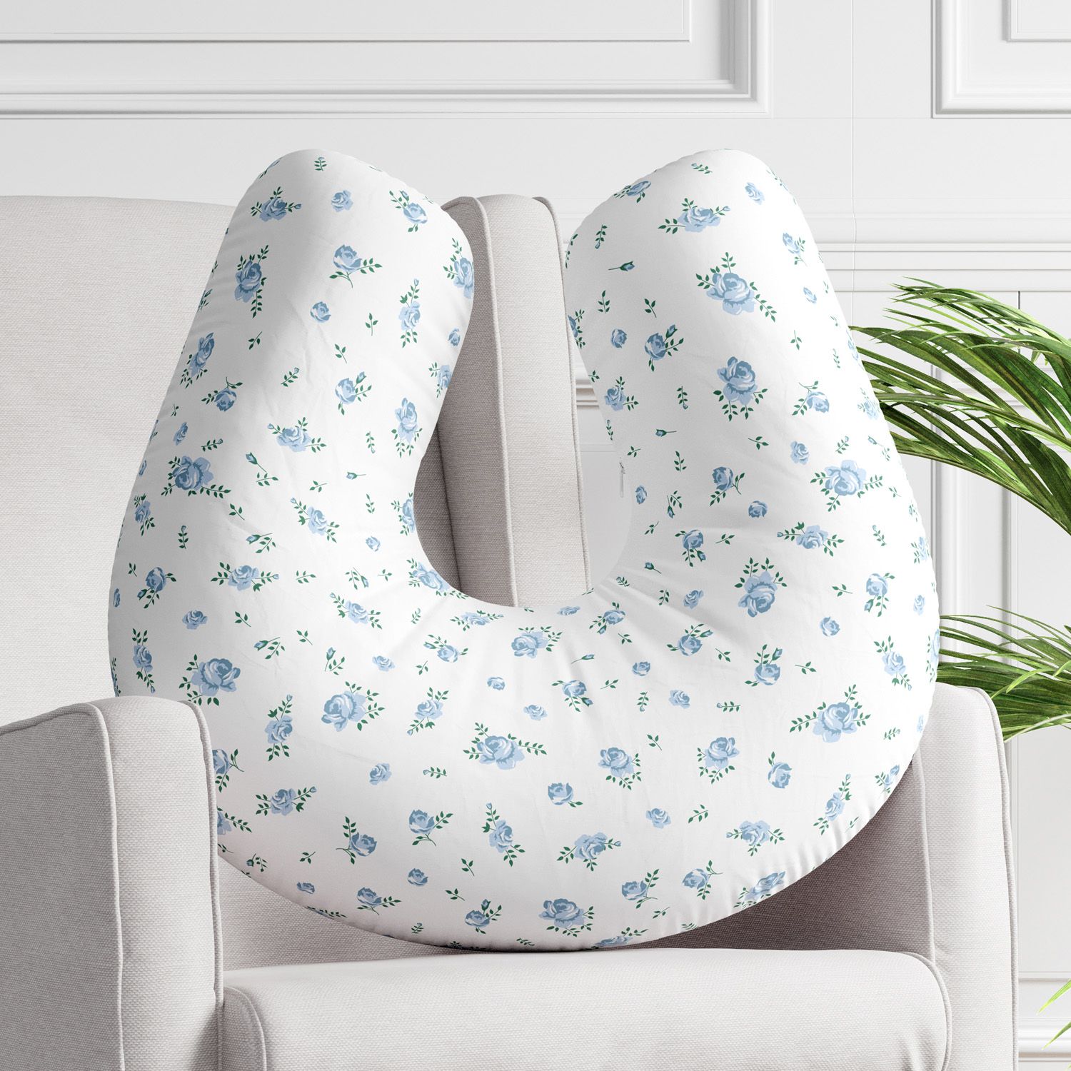 Almofada Amamentação Floral Liberty Azul