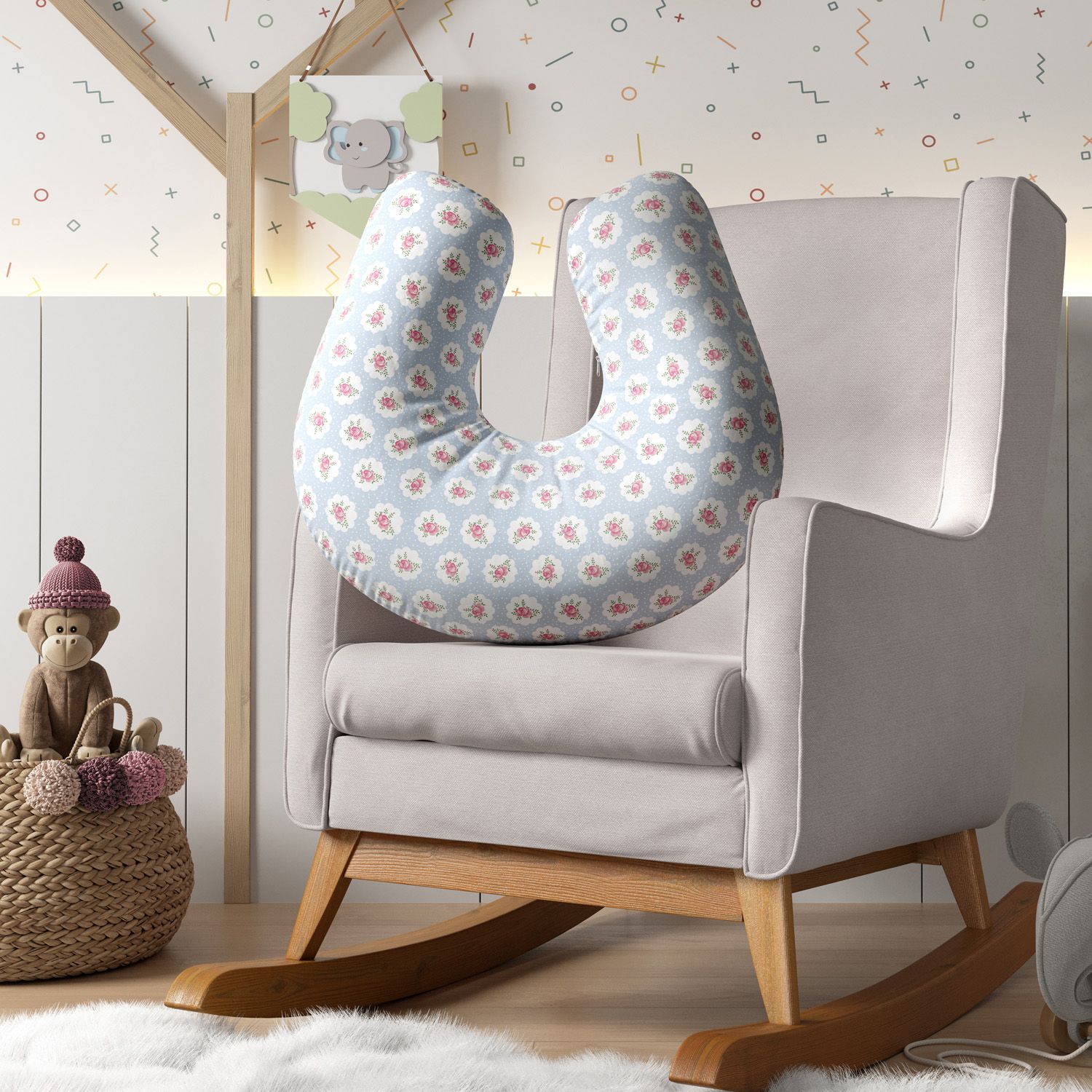 Almofada Amamentação Floral Liberty Poá