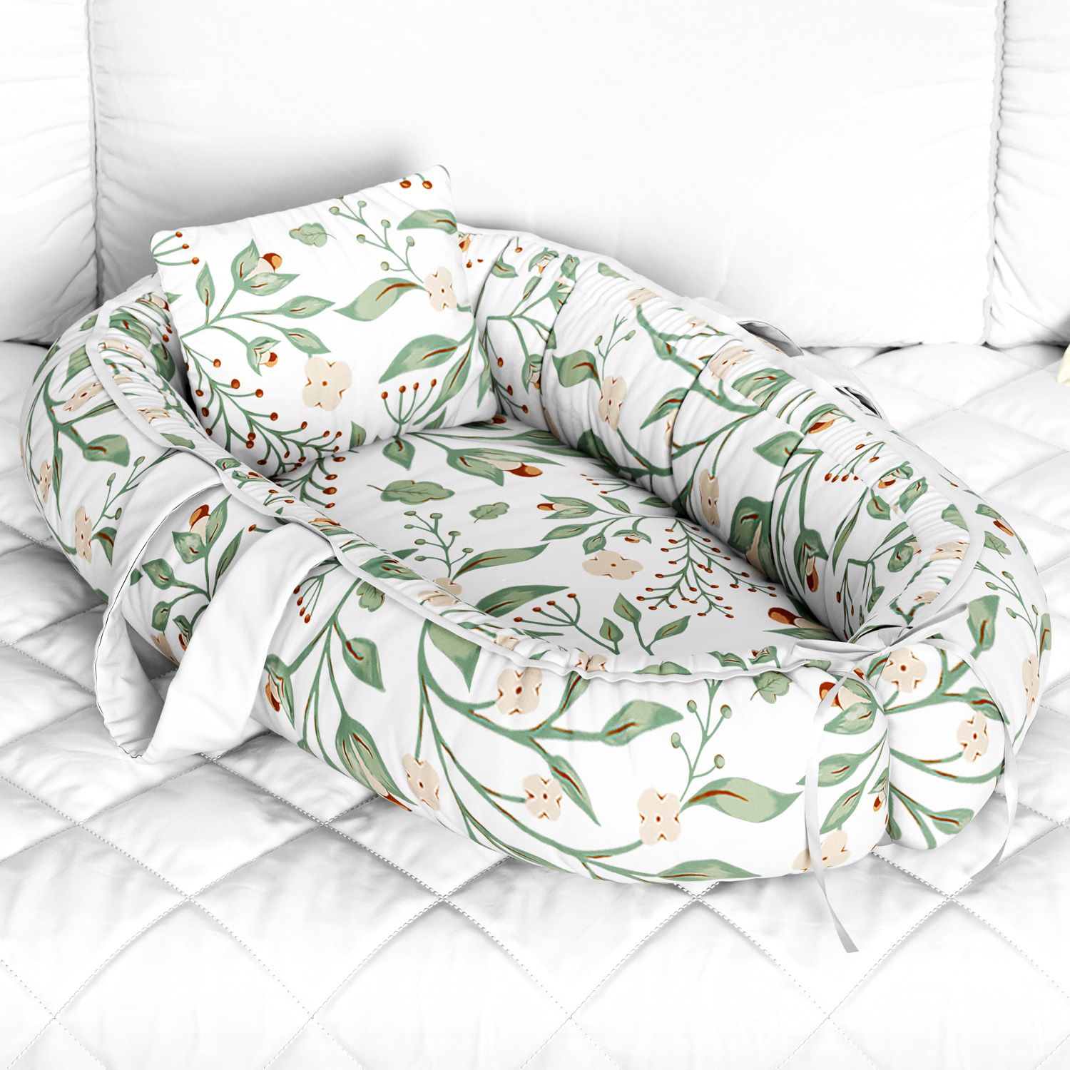 Ninho para Bebê Redutor de Berço Bosque Verde 80cm