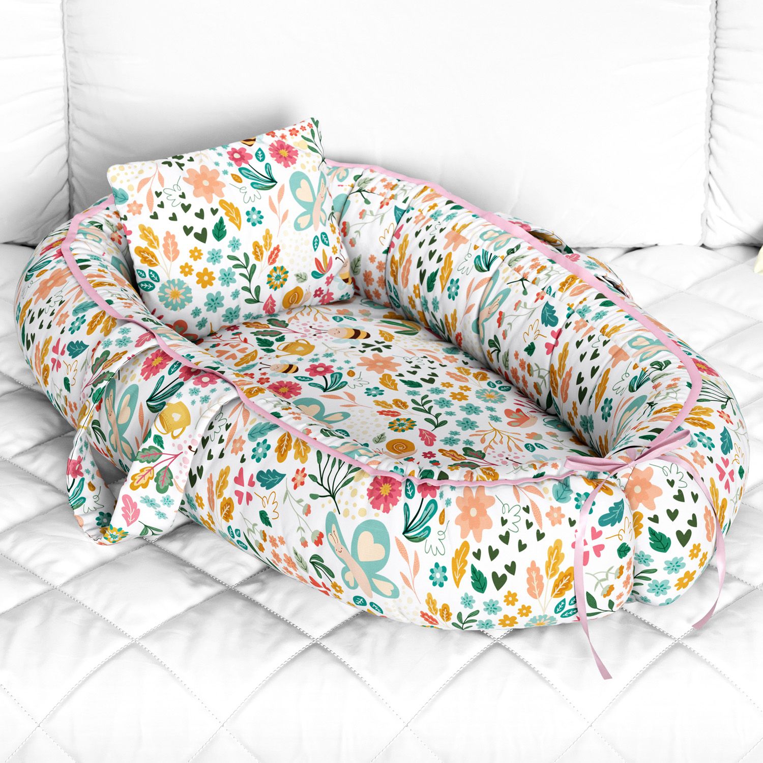 Ninho para Bebê Redutor de Berço Jardim Encantado 80cm