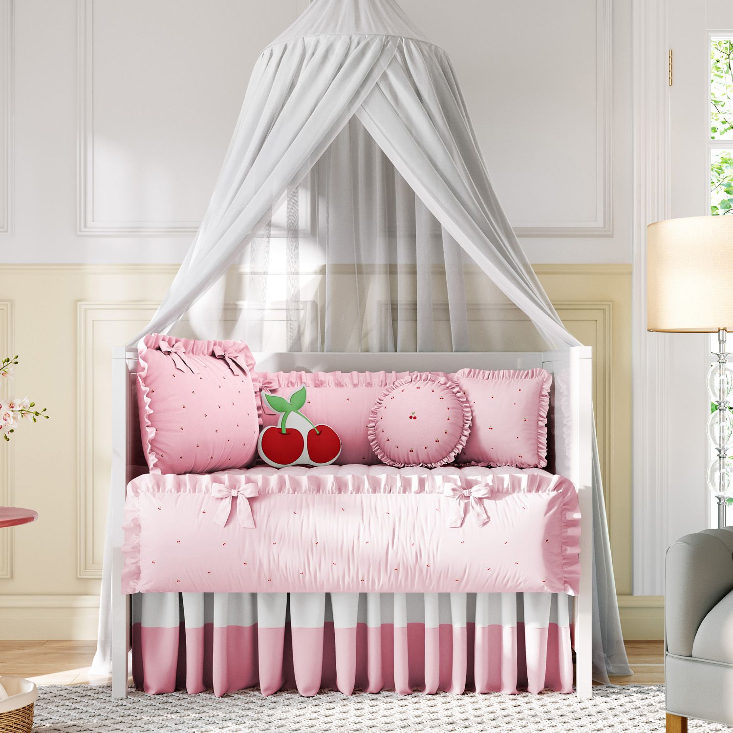 Kit Berço Cerejinhas Rosa