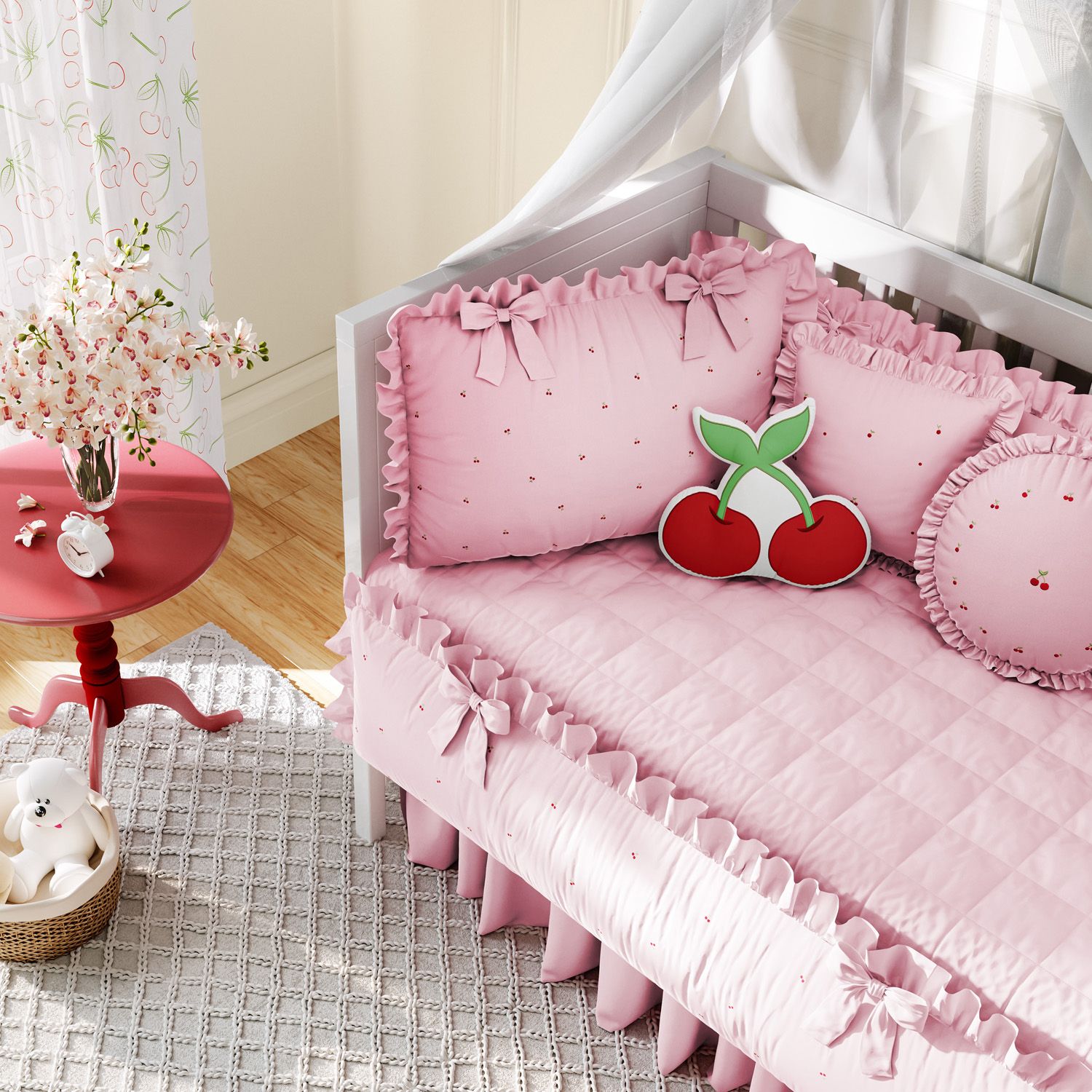 Kit Berço Cerejinhas Rosa