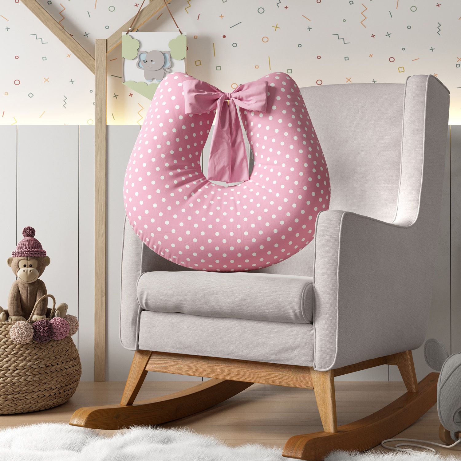 Almofada Amamentação Poá Verde com Laço