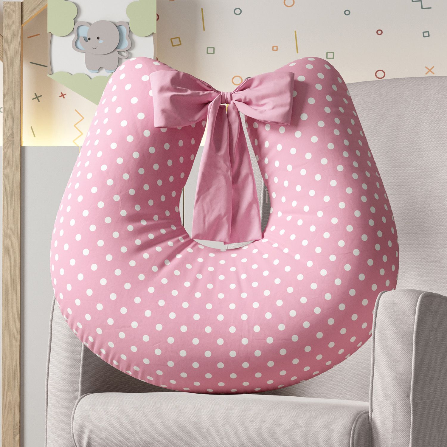 Almofada Amamentação Poá Verde com Laço