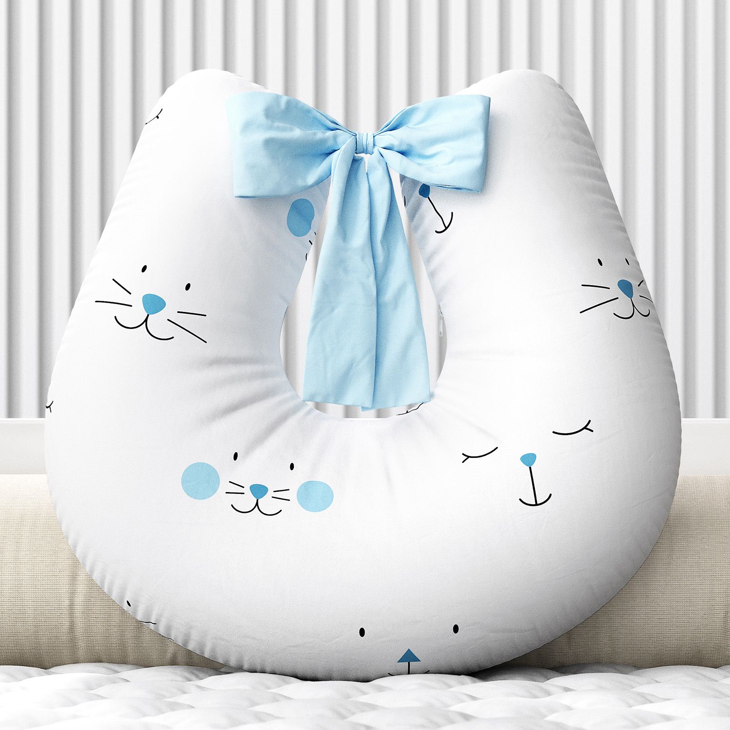 Almofada Amamentação Amiguinhos Azul com Laço