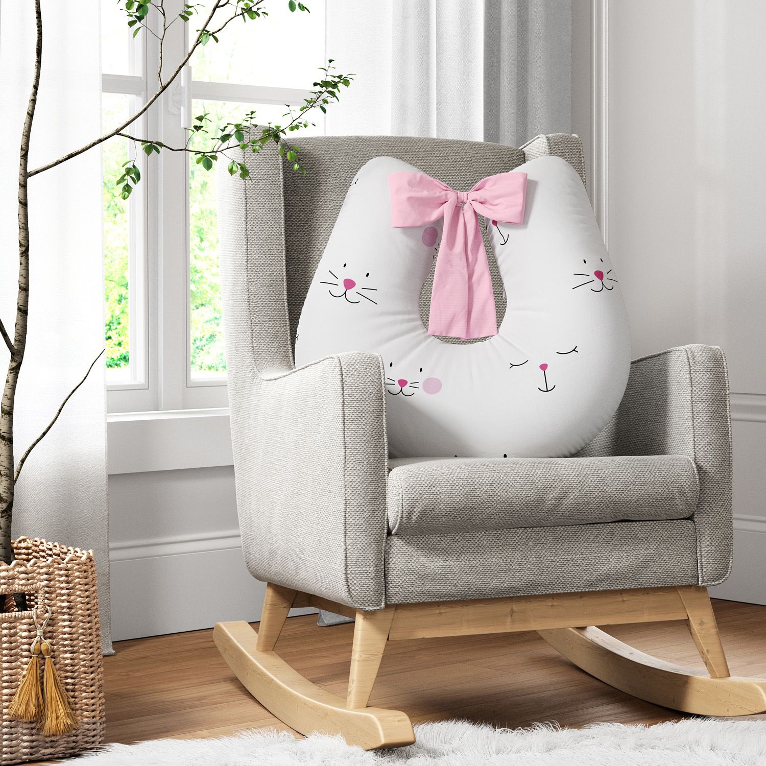 Almofada Amamentação Amiguinhos Azul com Laço