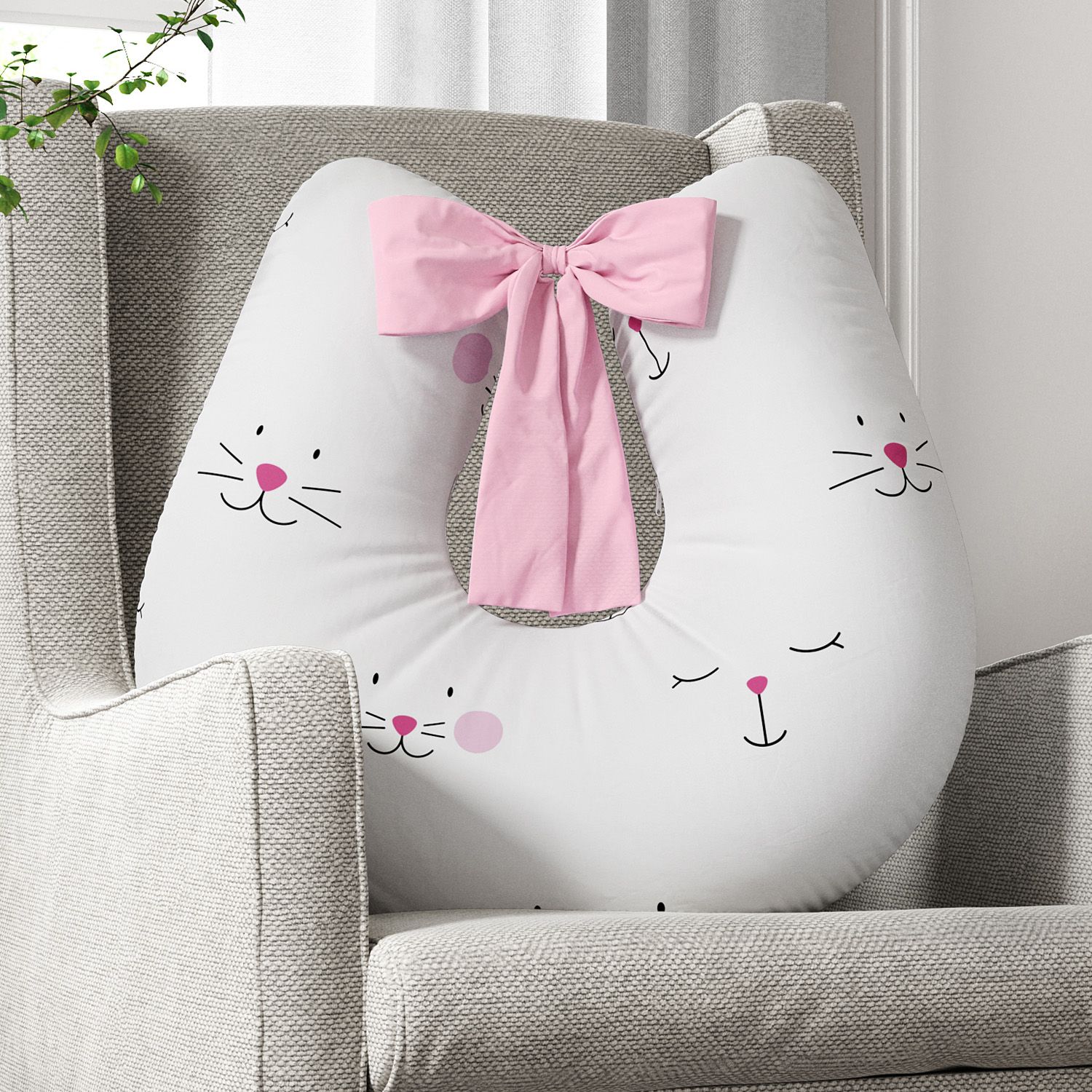 Almofada Amamentação Amiguinhos Azul com Laço