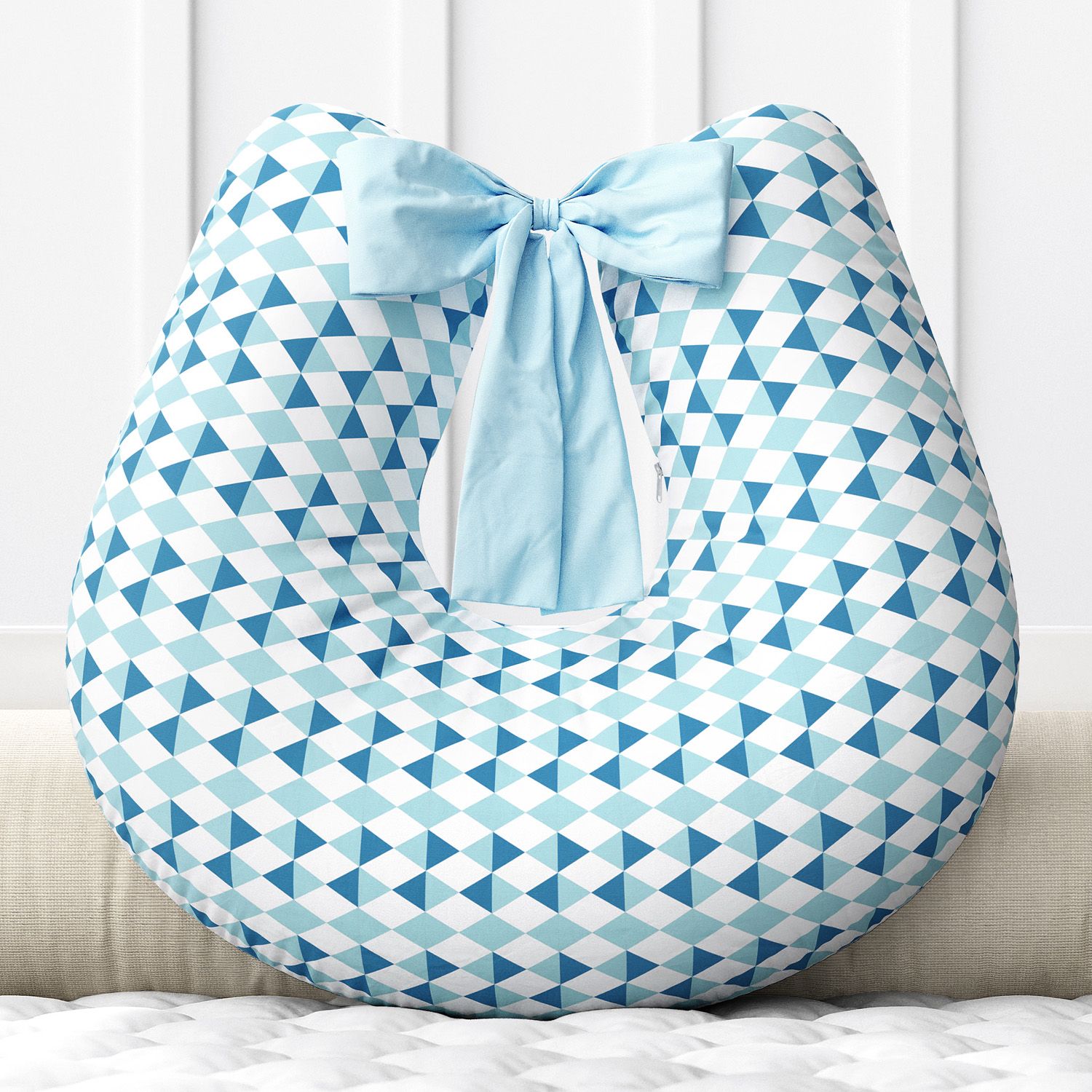 Almofada Amamentação Losango Azul com Laço