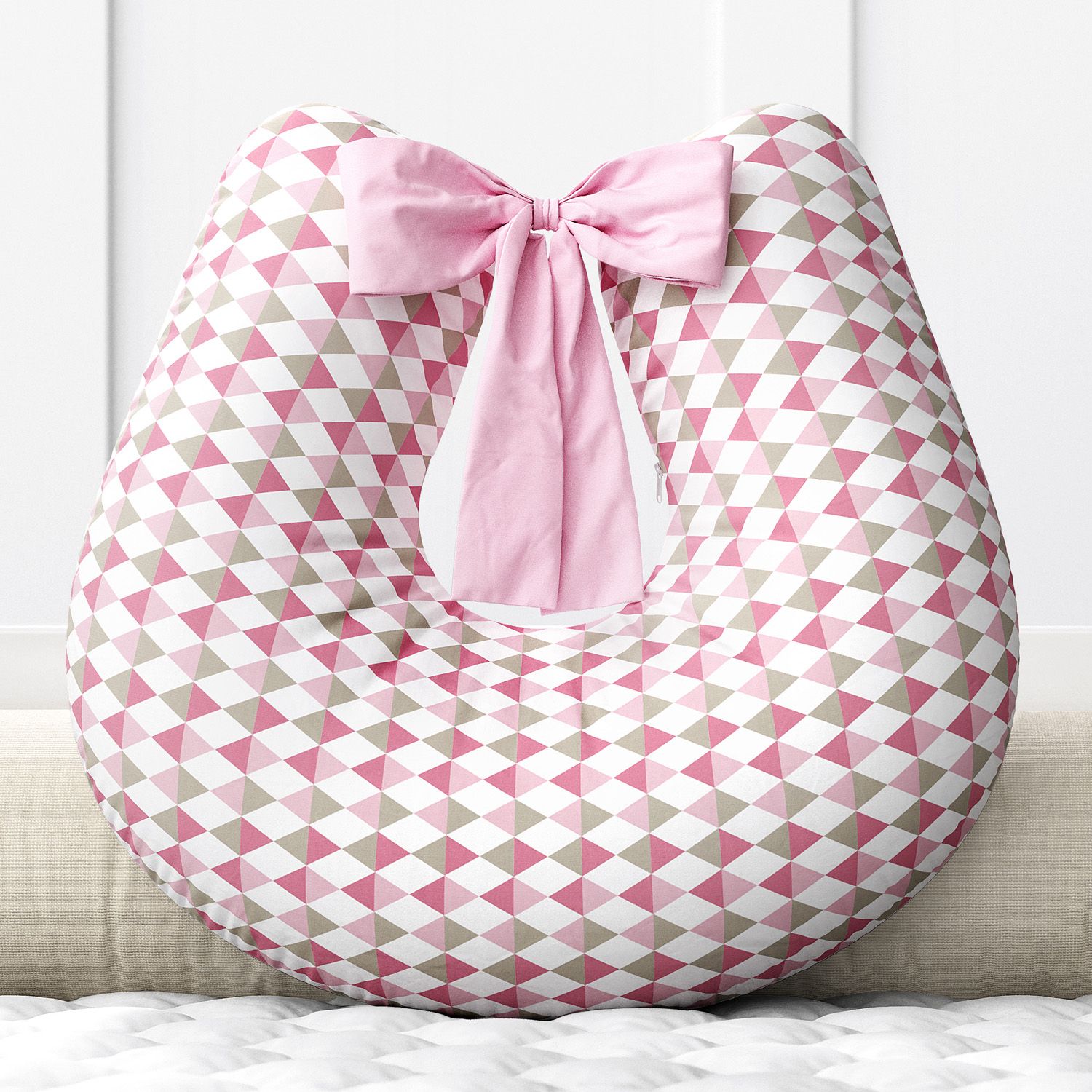 Almofada Amamentação Losango Azul com Laço