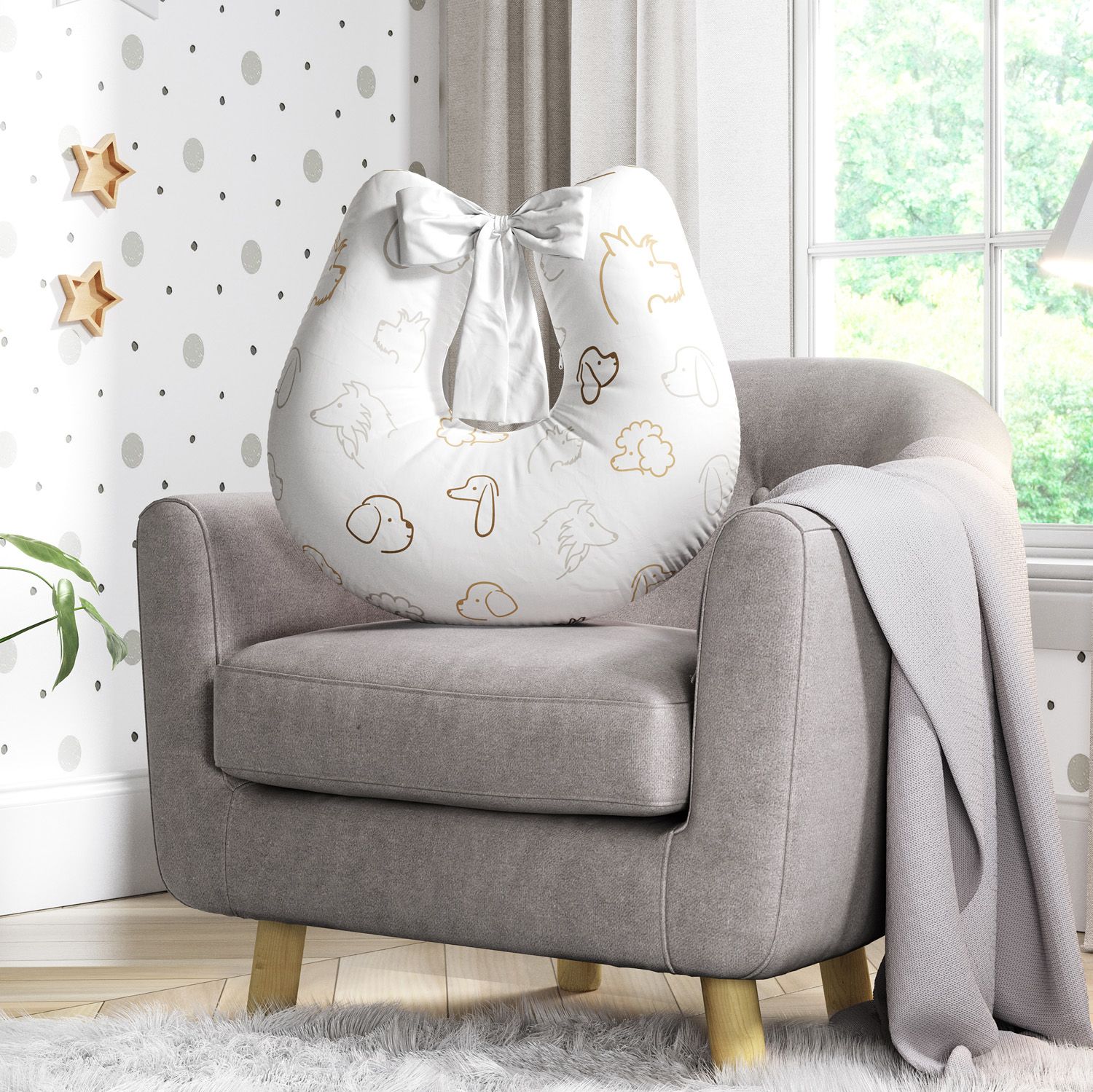 Almofada Amamentação Cachorrinhos com Laço