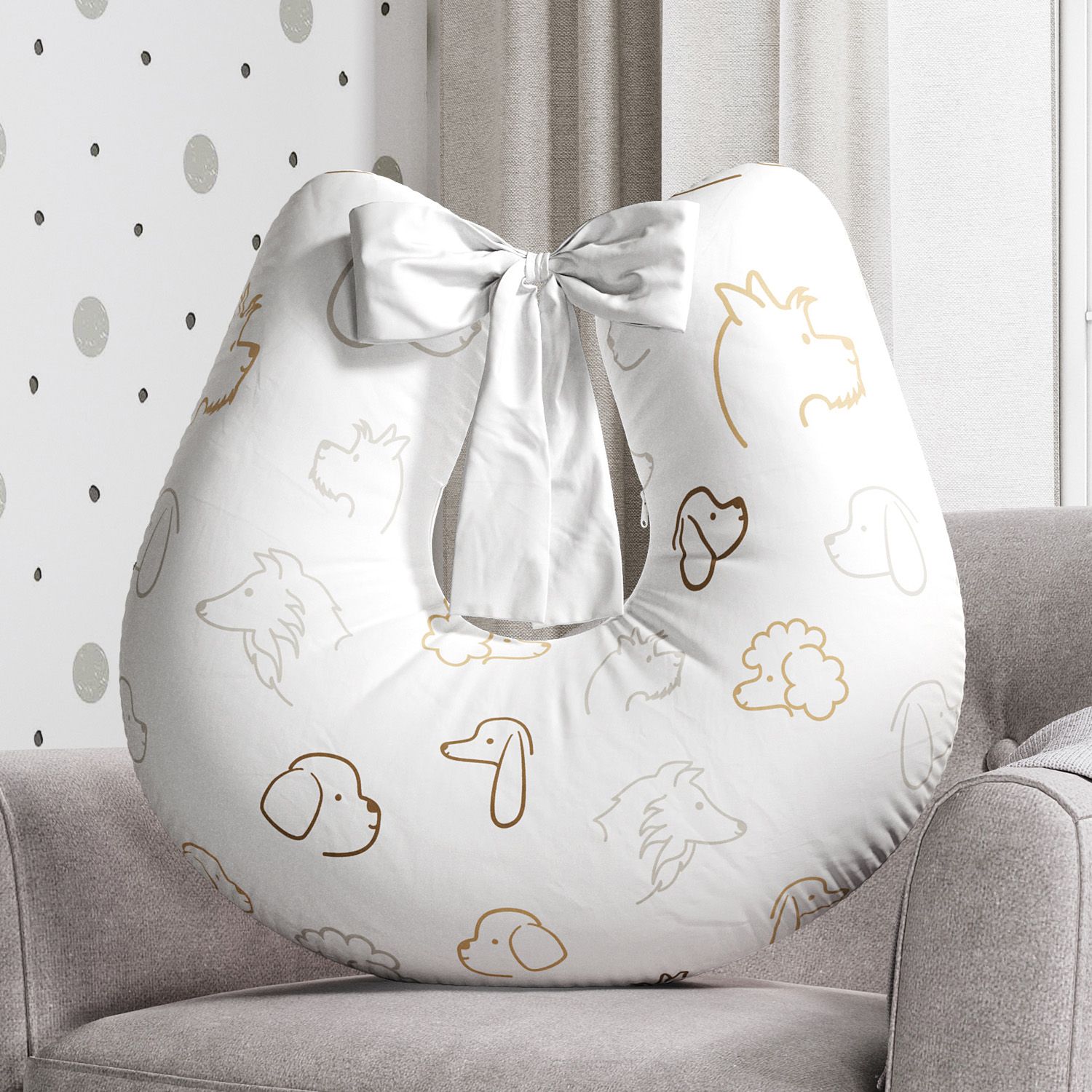 Almofada Amamentação Cachorrinhos com Laço