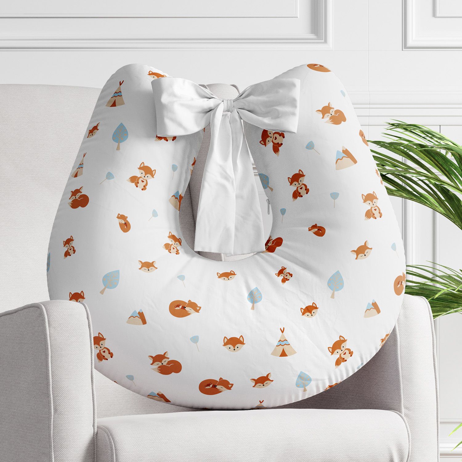 Almofada Amamentação Raposinha Laranja com Laço