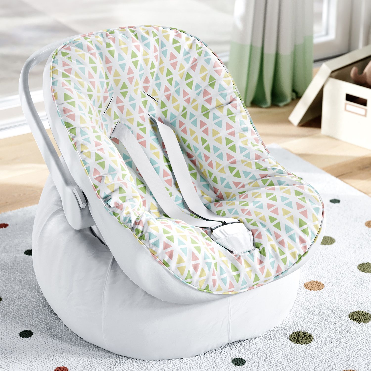 Capa de Carrinho com Protetor de Cinto Geométrico Multicor