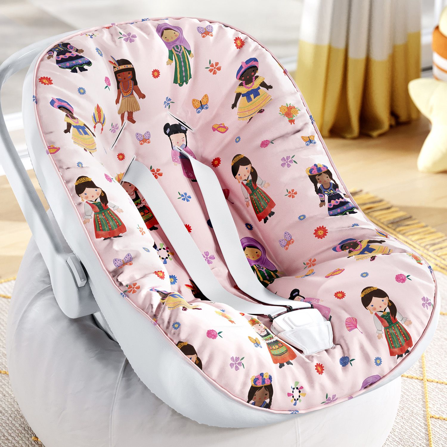 Capa de Carrinho com Protetor de Cinto Meninas do Mundo