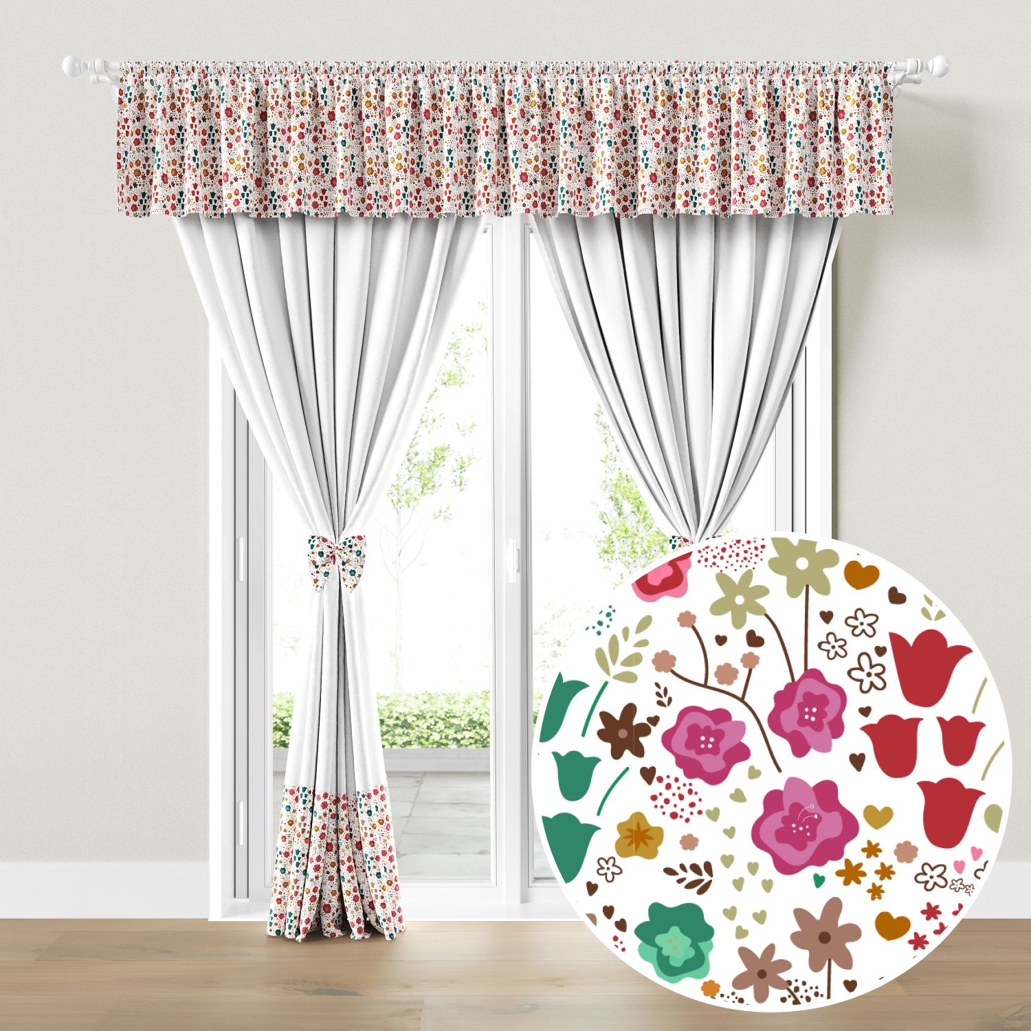 Cortina Infantil e Bebê Flores