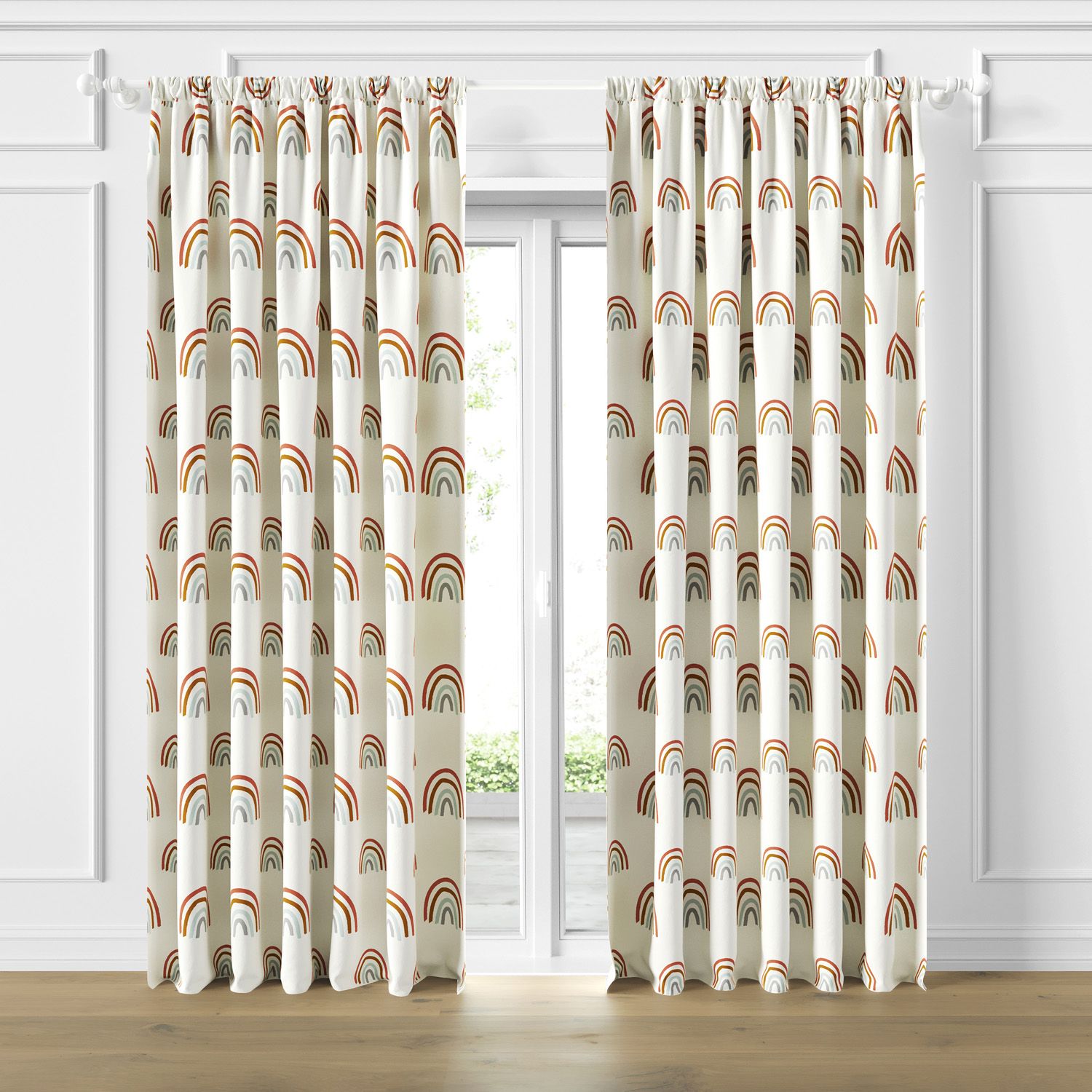 Cortina Infantil e Bebê Arco-Íris Boho — vista alternativa