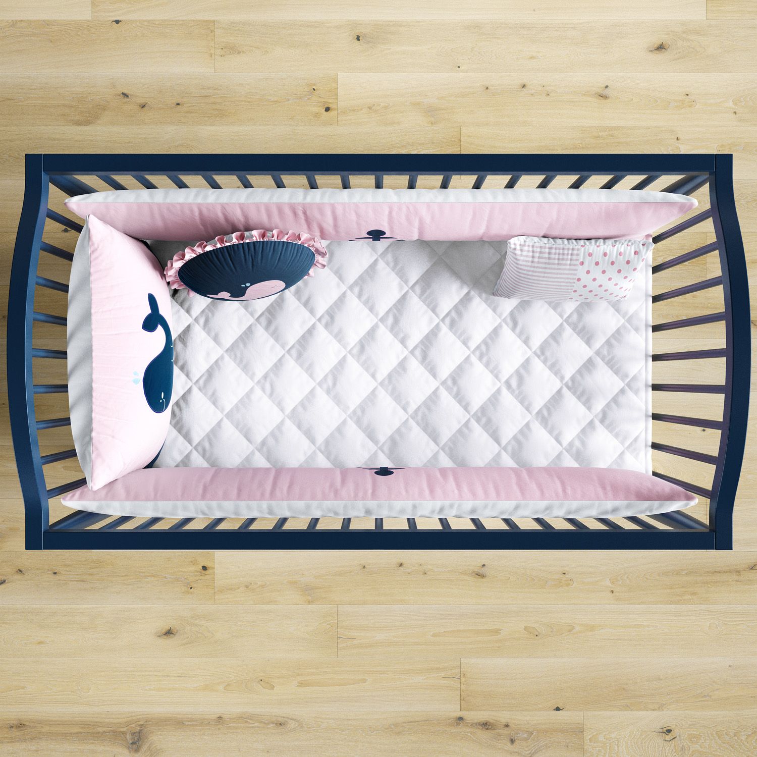 Kit Berço Baleia Rosa e Marinho