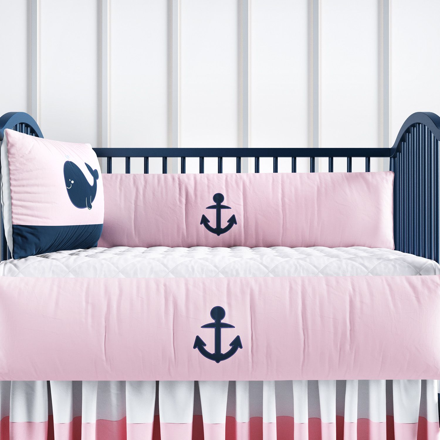 Kit Berço Baleia Rosa e Marinho