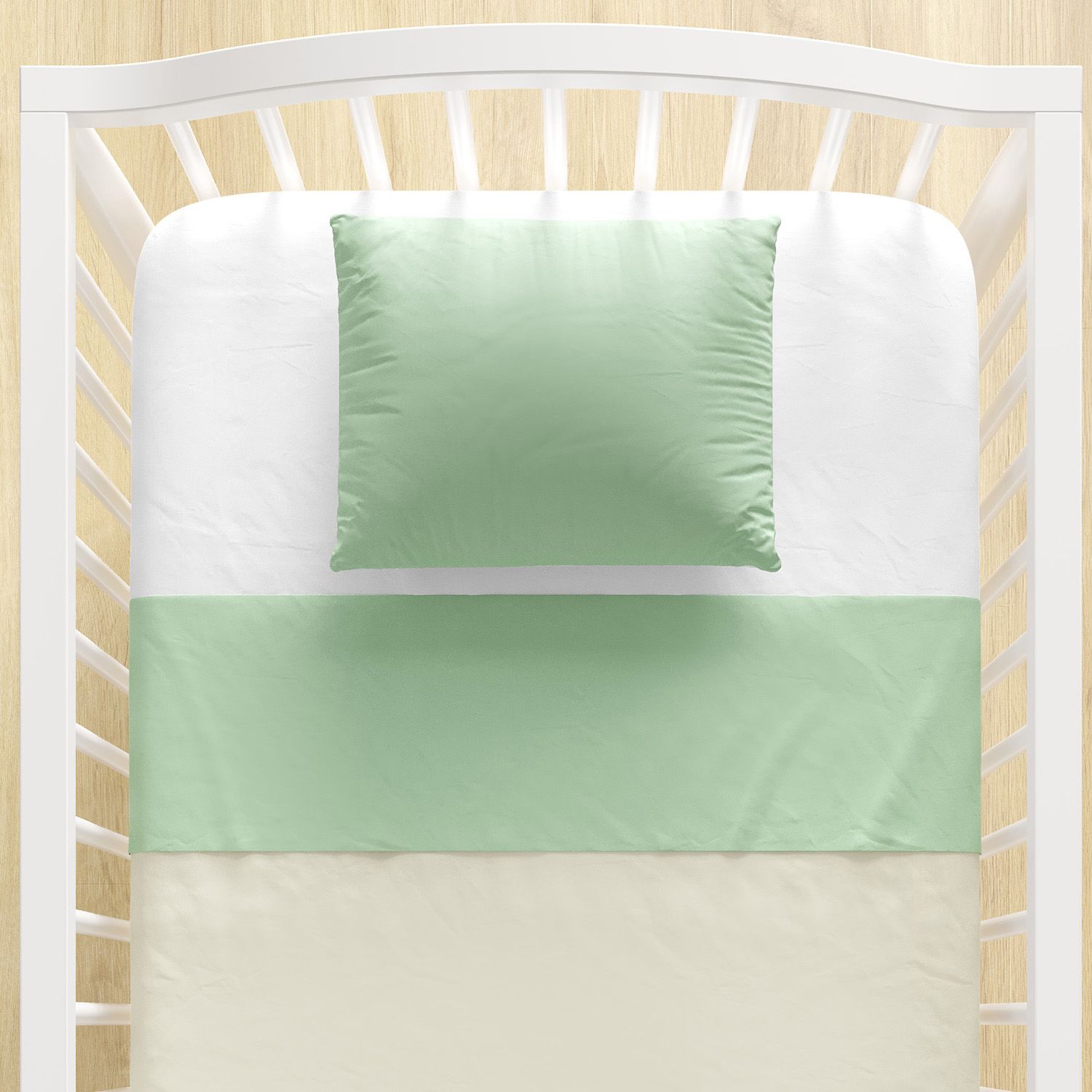 Jogo de Lençol Berço Amarelo com Faixa Verde