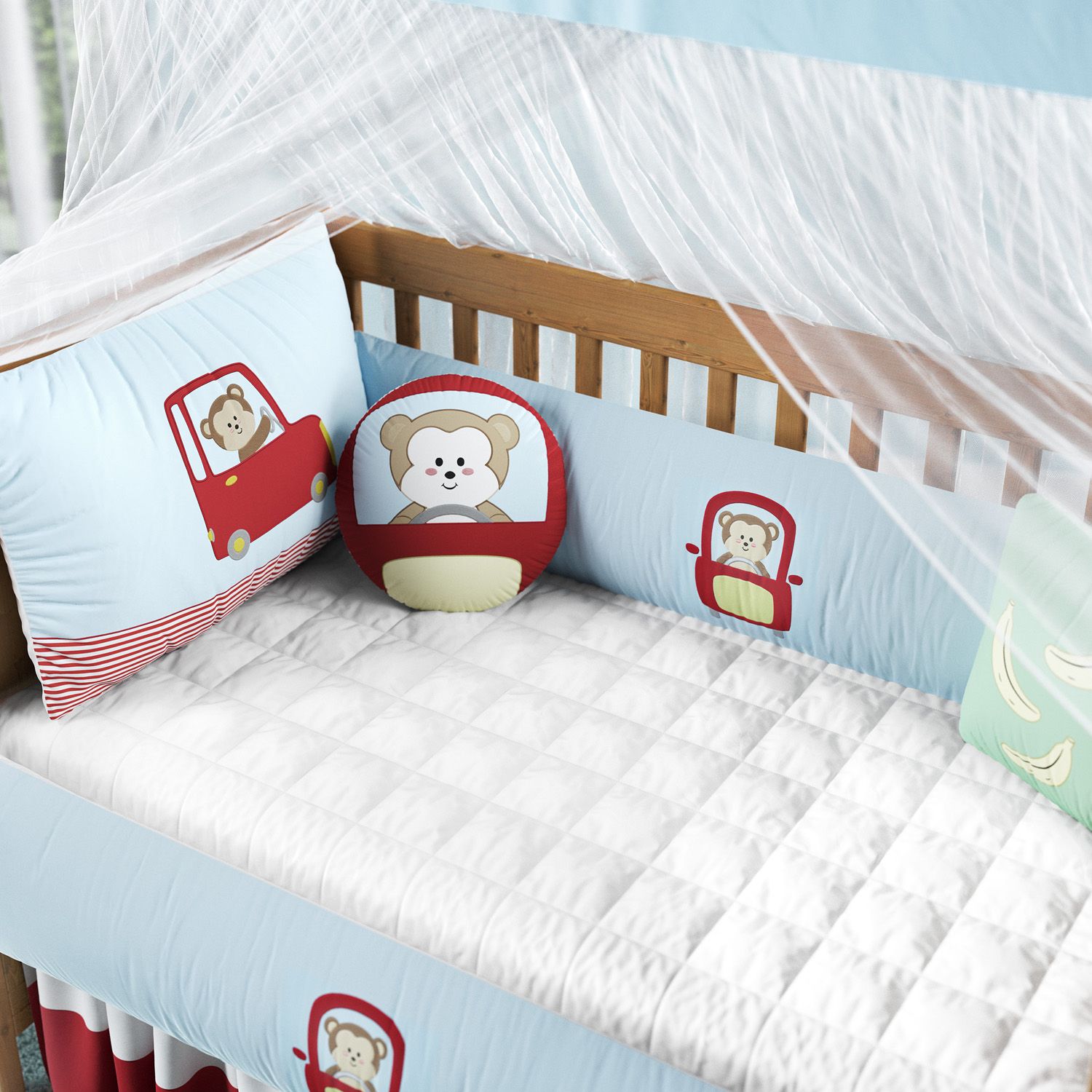 Kit Berço Macaquinho no Carrinho