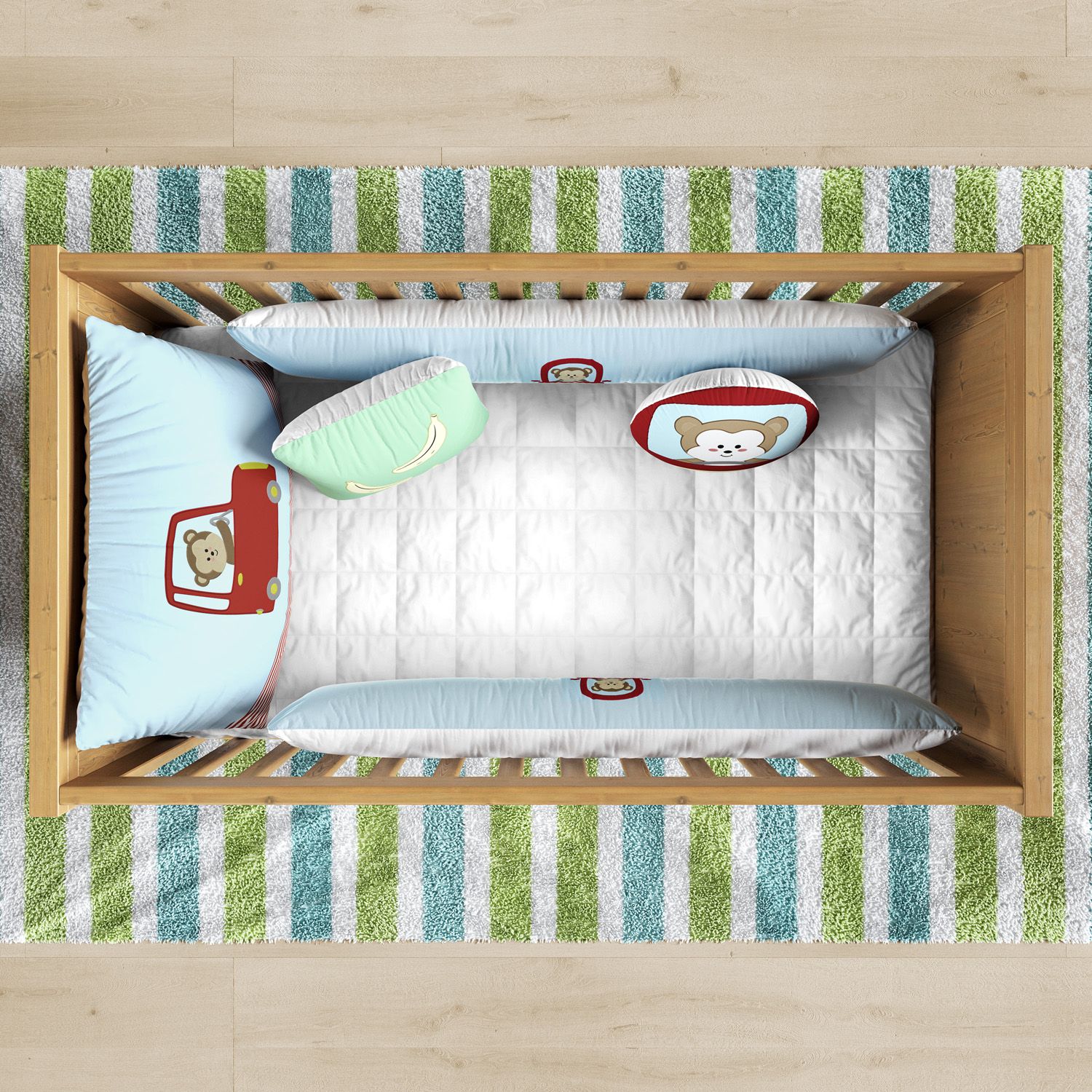 Kit Berço Macaquinho no Carrinho