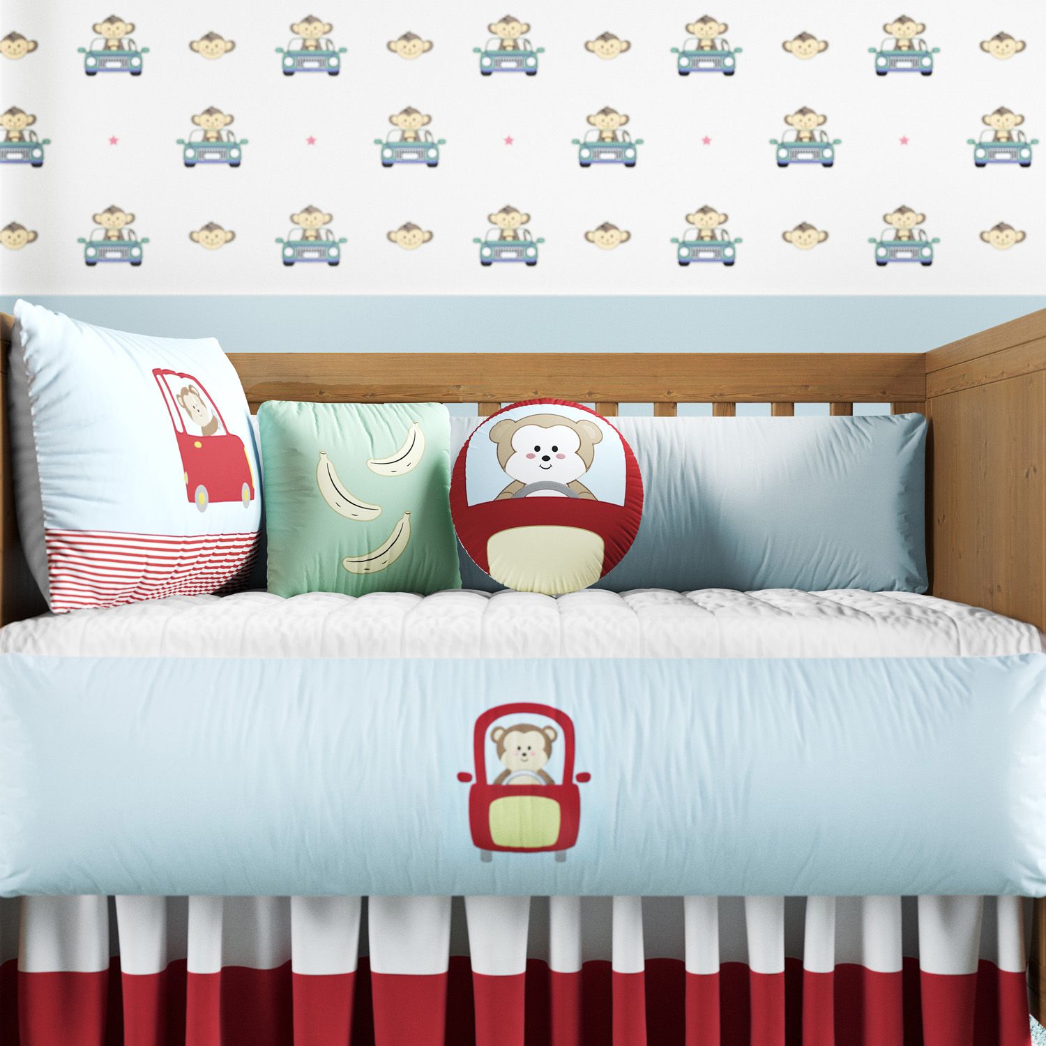 Kit Berço Macaquinho no Carrinho