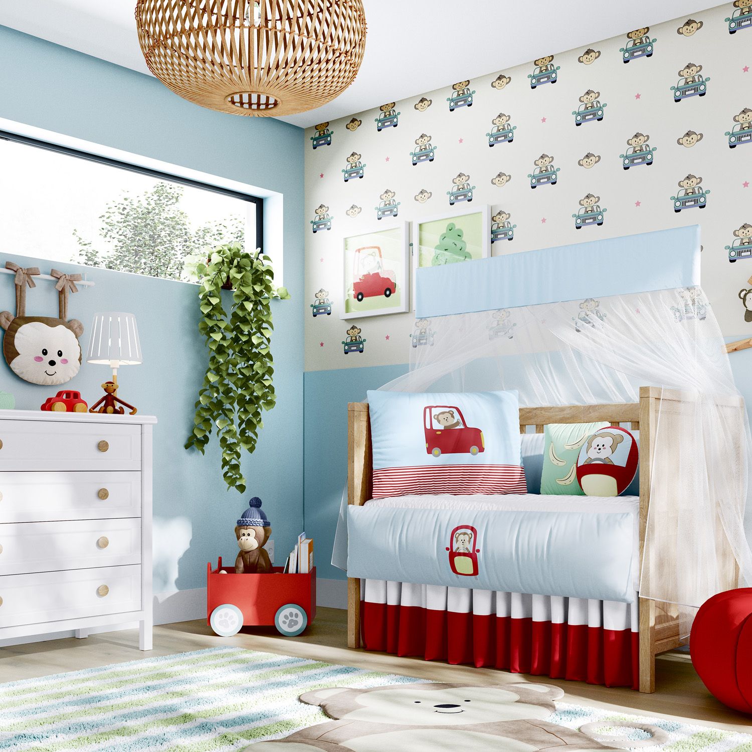 Kit Berço Macaquinho no Carrinho