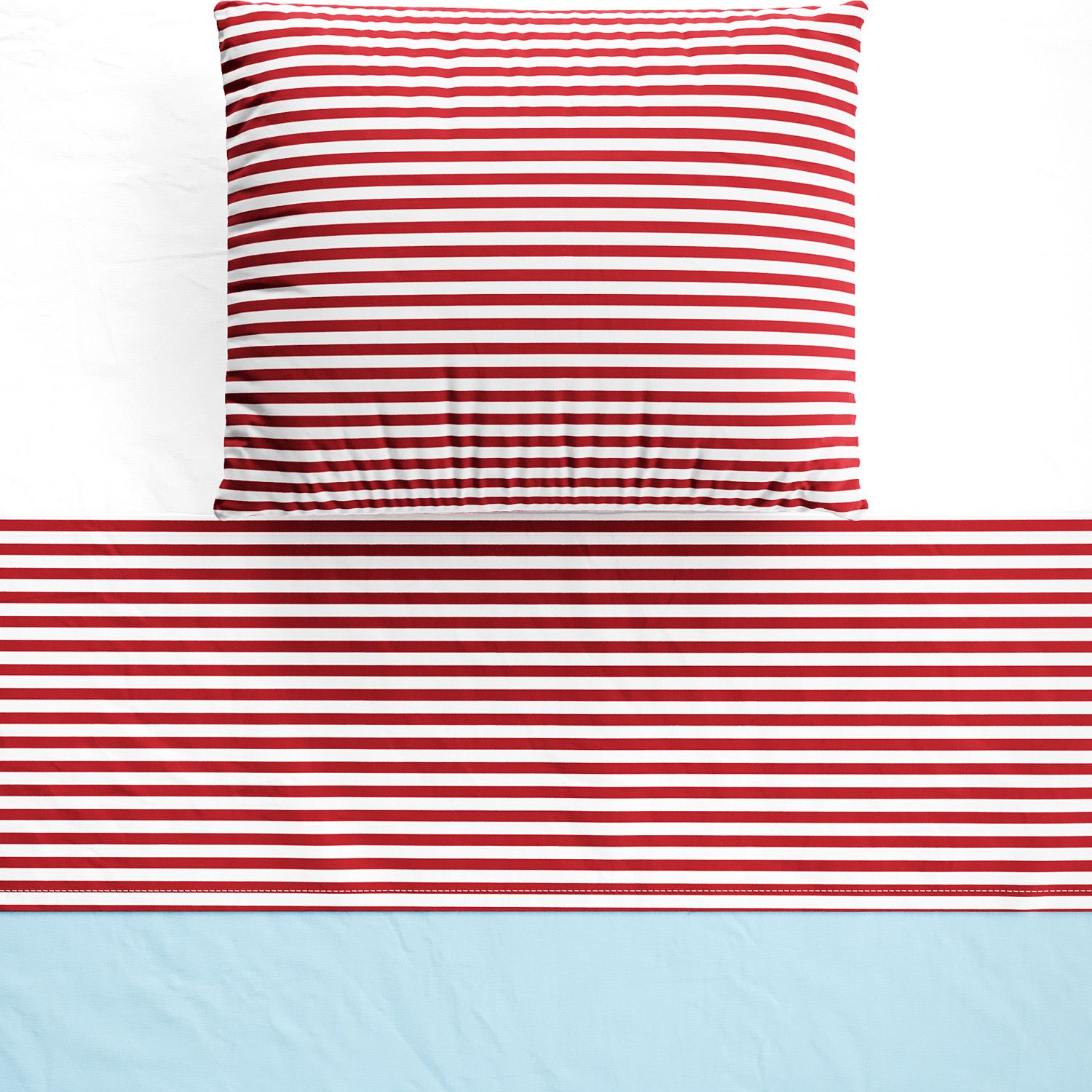 Jogo de Lençol Berço Listras Vermelho e Azul 3 Peças