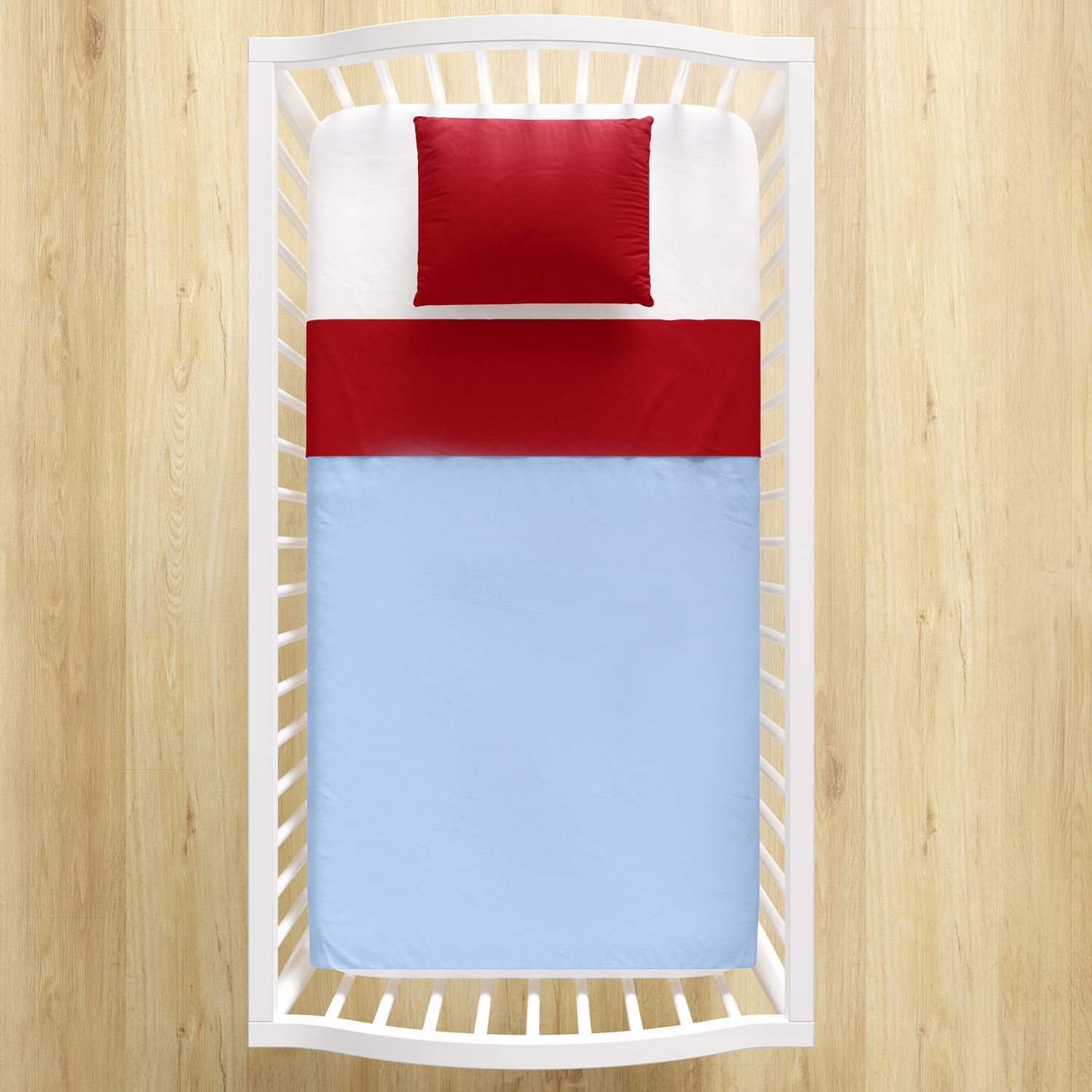 Jogo de Lençol Berço Vermelho e Azul 3 peças